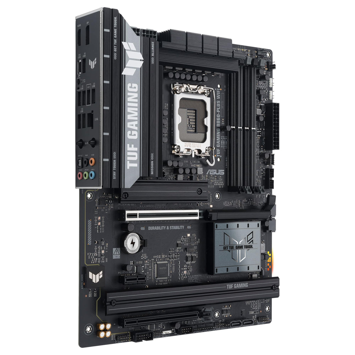ASUS TUF Gaming B860-PLUS WiFi, Placa Base Intel ATX, 12+1+2+1 80A etapas de alimentación DrMOS, DDR5, PCIe 5.0, 3 Ranuras M.2, Wi-Fi 7, Realtek 2.5Gb Ethernet, DisplayPort, USB Tipo-C 20Gbps