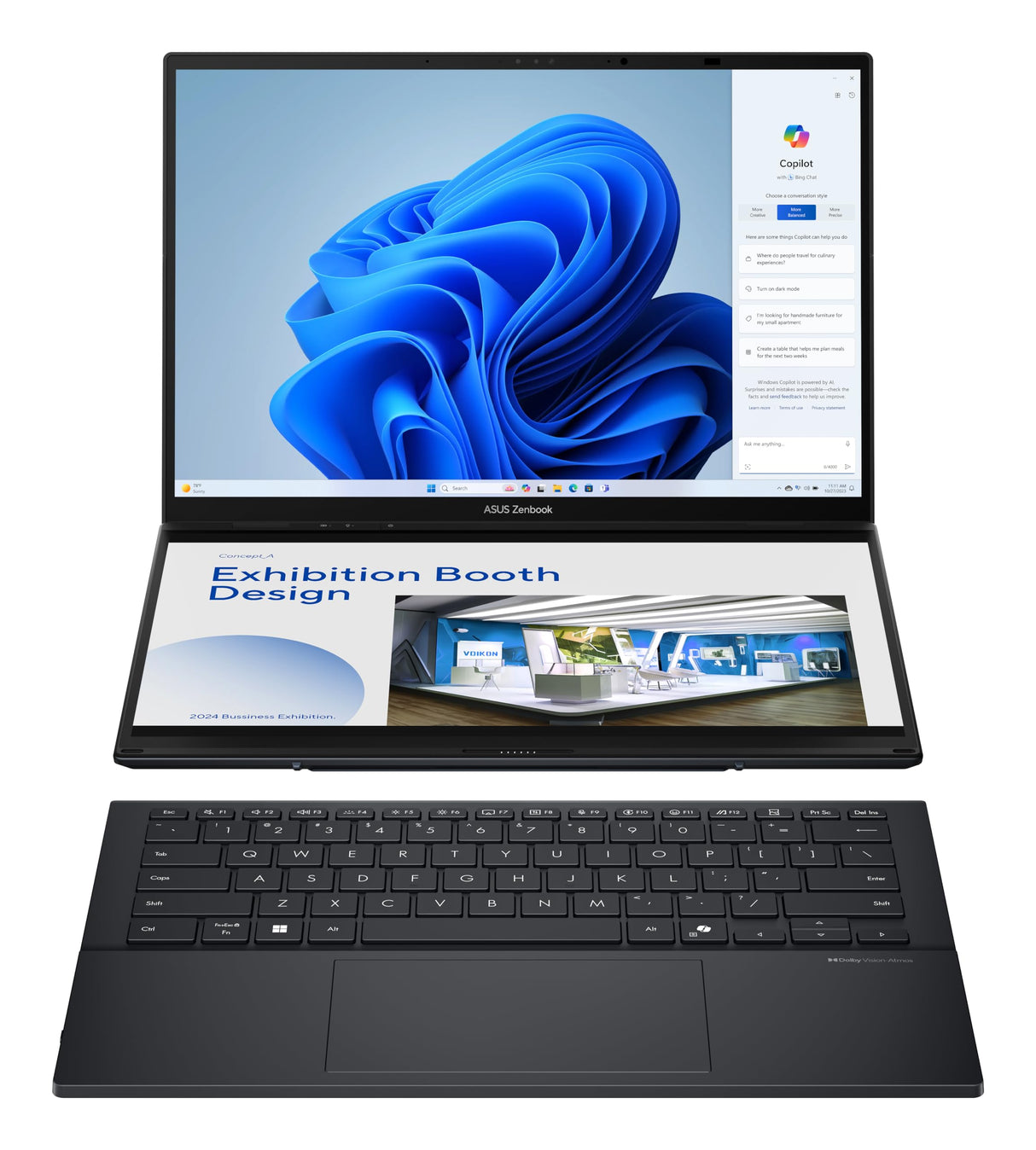 ASUS Zenbook Duo OLED UX8406CA-QL335W - Ordenador Portátil 14" WUXGA (Intel Core Ultra 7 255H, 32GB RAM, 1TB SSD, ARC 140T, Windows 11 Home) Gris Tintero - Teclado QWERTY español
