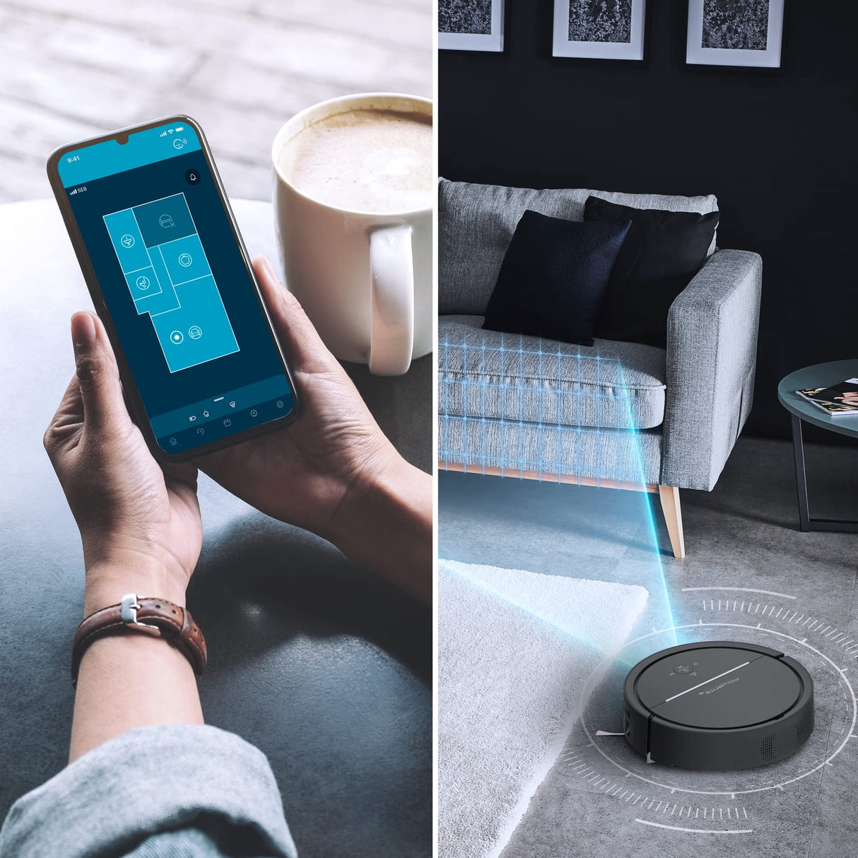 Rowenta Aspirador robótico X-plorer Serie 120 AI RR7875, navegación AI, Limpieza Manos Libres ultran, Datos protegidos, tecnología láser+cámara, batería de Larga duración