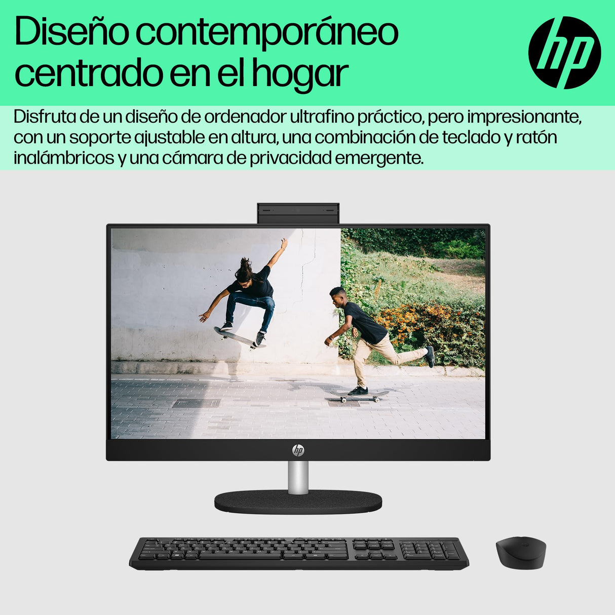HP All-in-One 24-cr0101ns - Ordenador de sobremesa de 23,8" FHD (Intel Core i3-N300, 8GB RAM, 512GB SSD, Intel UHD Graphics, Windows) Black - Teclado QWERTY Español