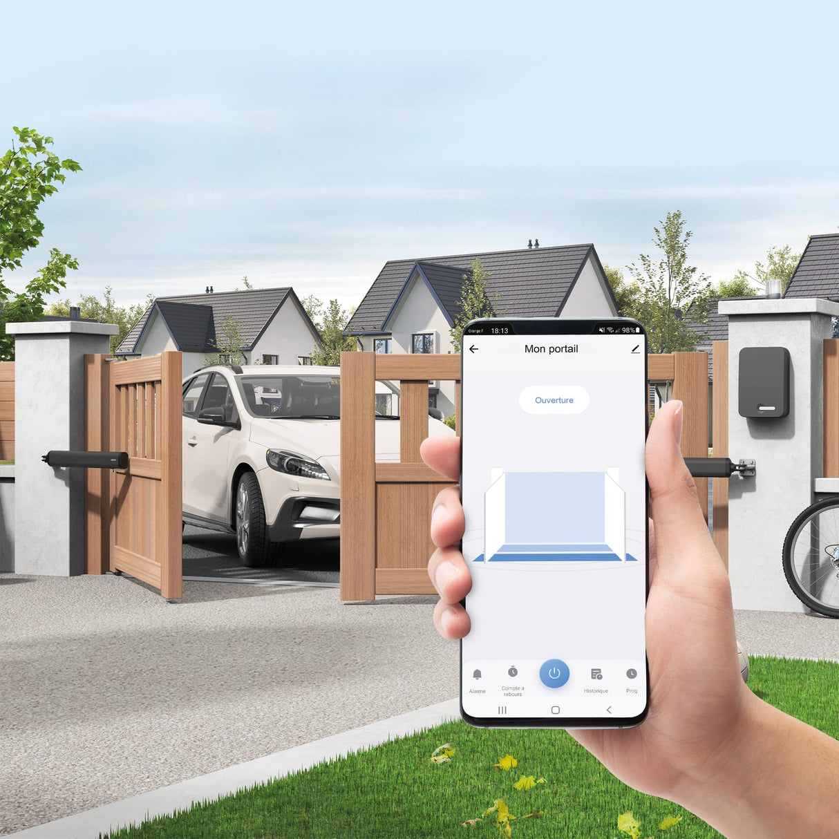 Avidsen TEHA Connect 114174 – Kit completo de motorización para puertas batientes de 2 hojas