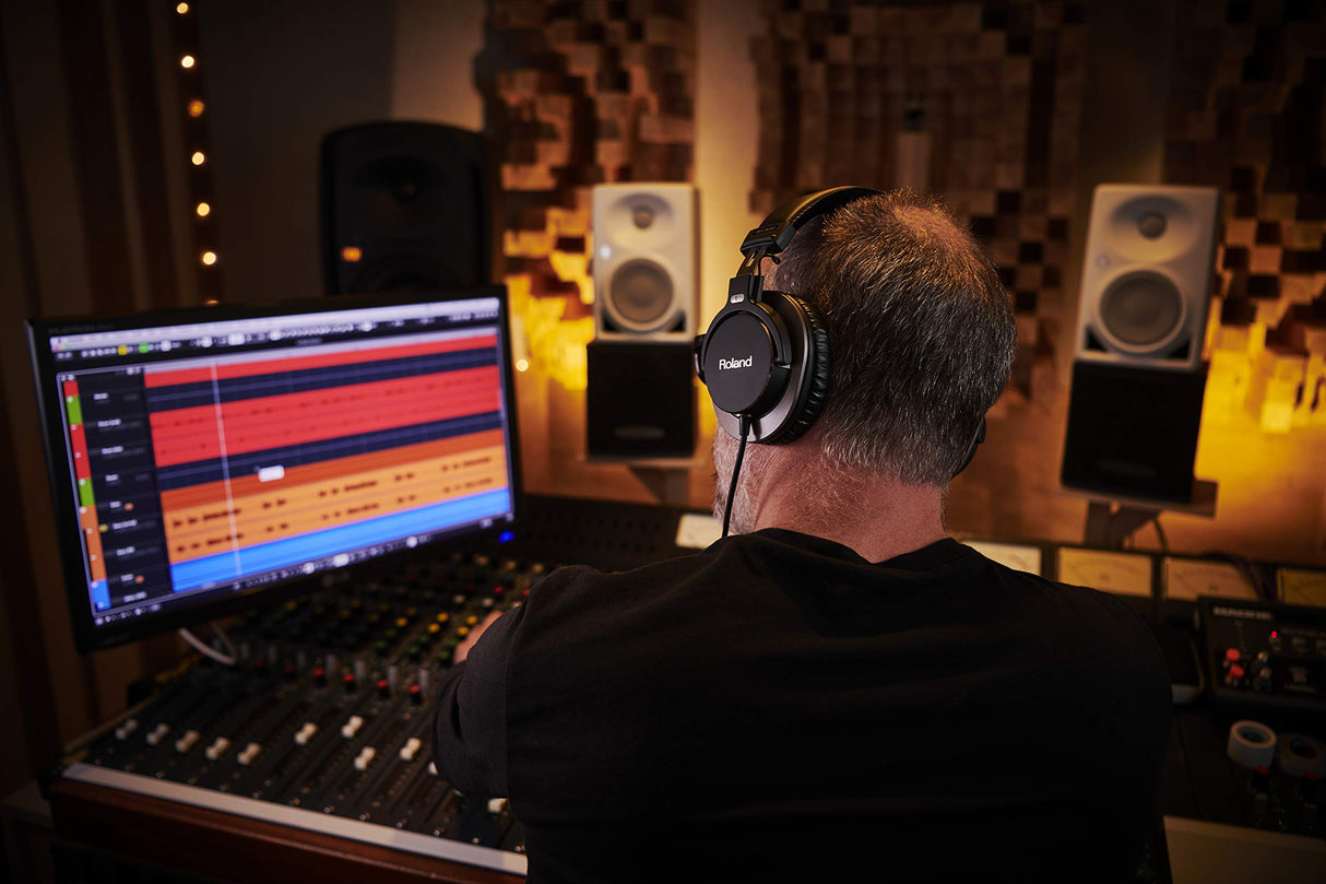Roland Auriculares estéreo RH-300 — Auriculares de Estudio Cerrados prémium para monitorización Profesional
