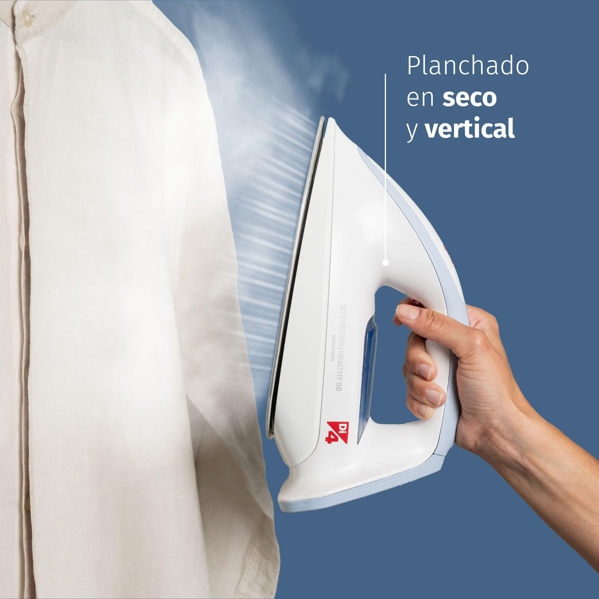 DI4 Centro de Planchado Jet Pressing Healthy 8B, 2600W, Golpe de Vapor 700gr, Vapor Continuo 150gr/min, Elimina 99,99% de Virus y Bacterias, Tecnología SmartCare, Suela 4D PROslide, Blanco
