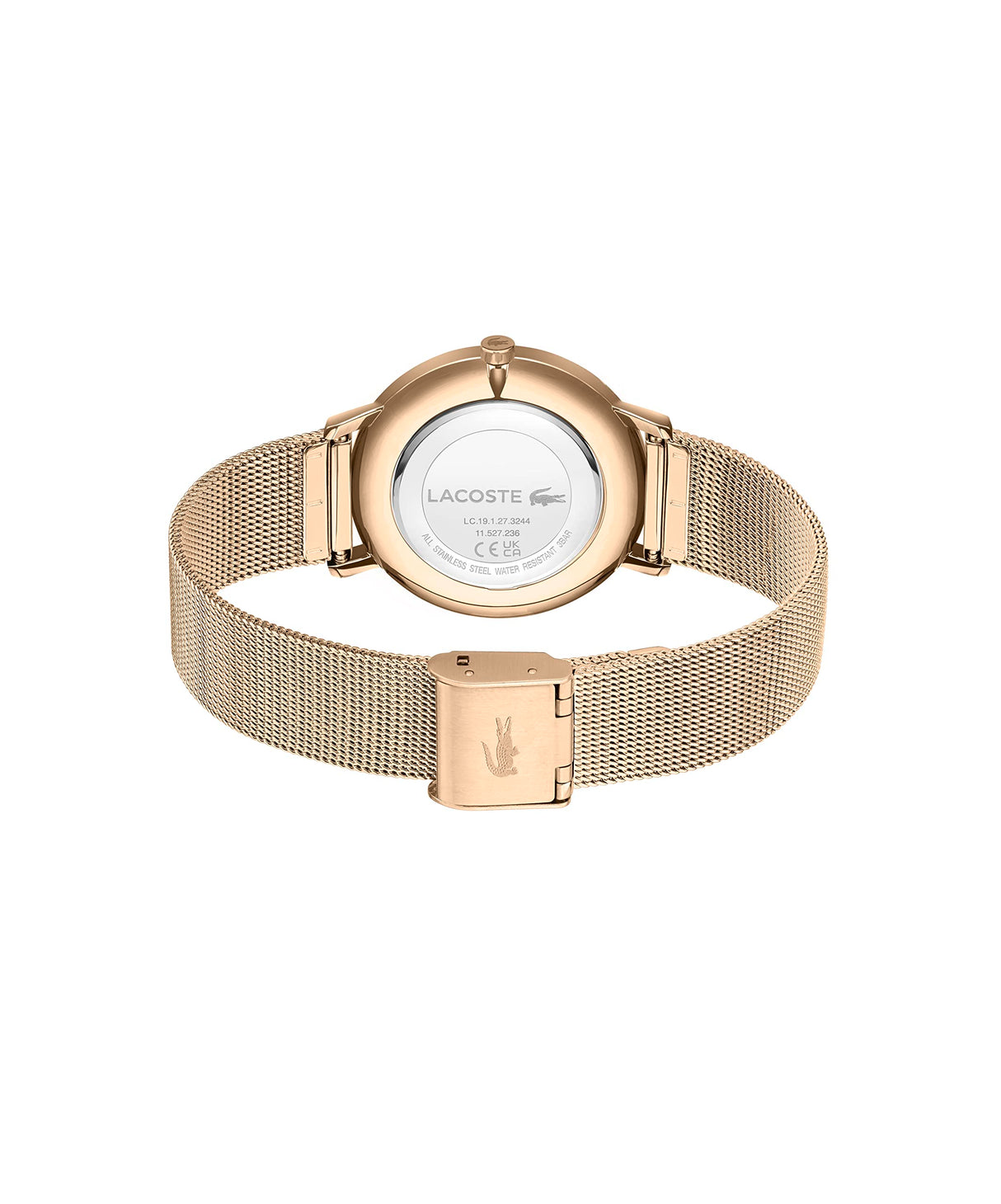 Lacoste Reloj Analógico de Cuarzo para Mujer Colección CROCORIGIN con Correa de Malla de Acero Inoxidable de Oro Rosa - 2001287