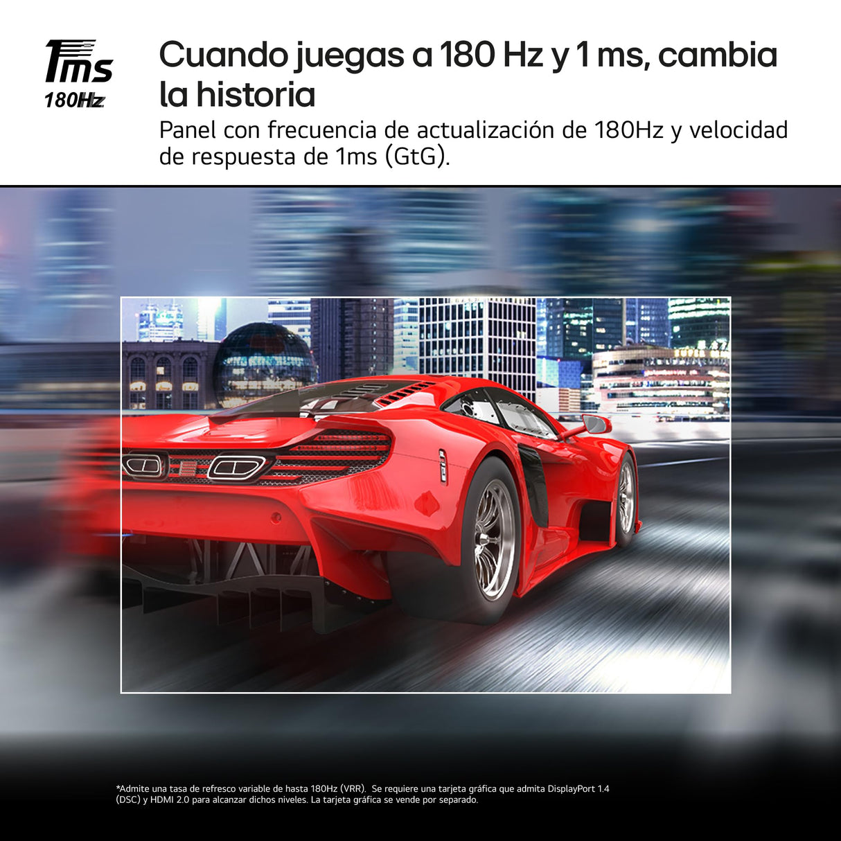 LG 24GS50F-B - Monitor Ultragear, 24", Panel VA: (1920 x 1080), 16:9, 180 Hz, 1 ms, Tecnología AMD FreeSync, HDR10, Black Stabilizer, Color Morado Grisáceo