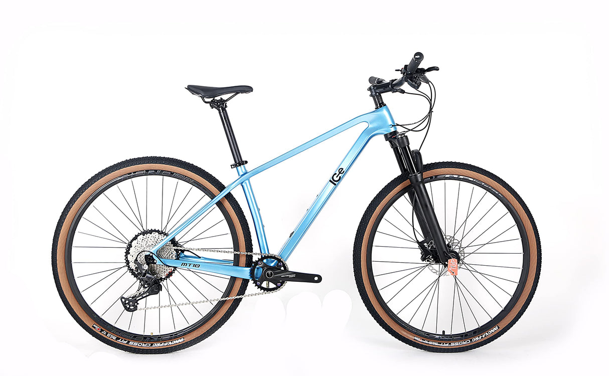 ICe Bicicleta de montaña MT10 Cuadro de Fibra de Carbono, Rueda 29', monoplato, 12V (Azul, 15')