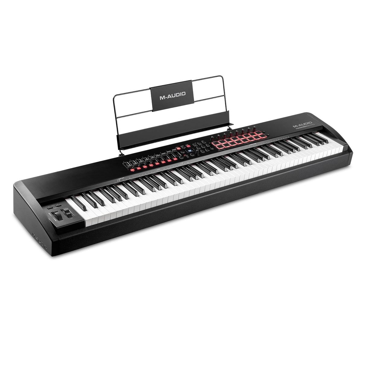 M-Audio Hammer 88 Pro – Teclado controlador MIDI USB con 88 teclas ponderadas de acción martillo, pads de ritmos, controles asignables MIDI y software