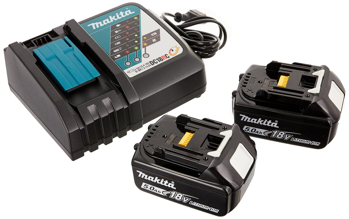 Makita dga511rtj batería Amoladora de ángulo (18 V/5,0 AH, incluye 2 baterías + cargador