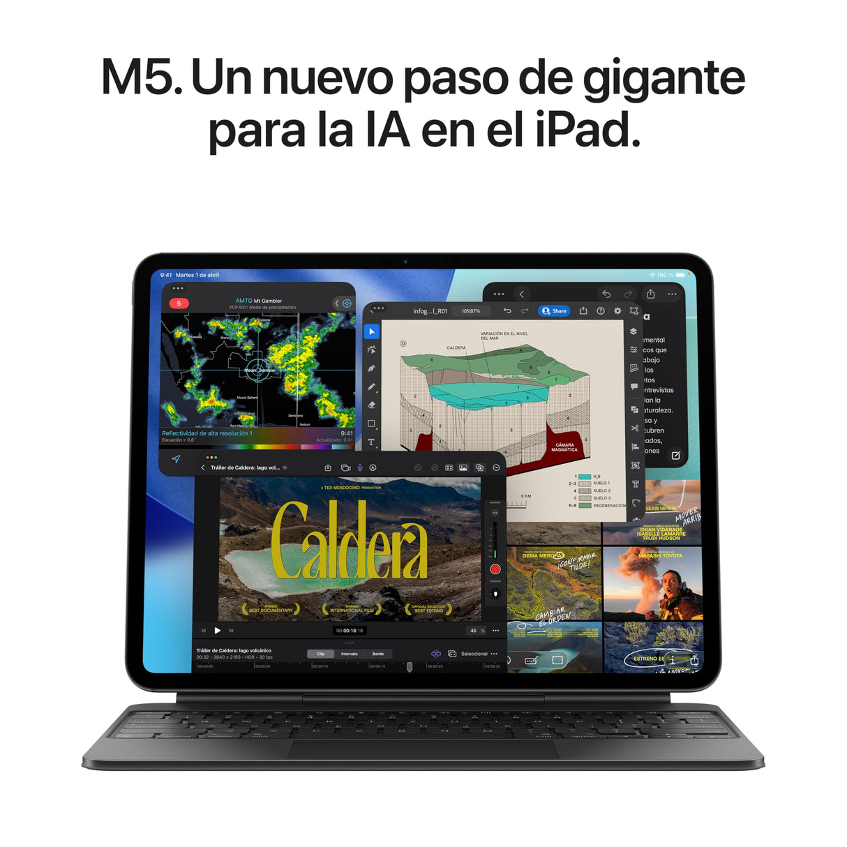 Apple iPad Pro de 13″ (M5): Pantalla Ultra Retina XDR, cámara Frontal de 12 Mpx en Horizontal y cámara Trasera de 12 Mpx, Wi-Fi 7 con el Chip N1 de Apple, 256 GB — Negro Espacial