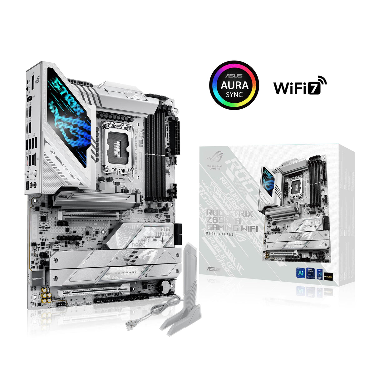 ASUS ROG Strix Z890-A Gaming WiFi - Placa Base ATX, 16+1+2+2 etapas de Potencia, DDR5, PCIe 5.0 Compatible con GPU de última generación, Cinco Ranuras M.2, WiFi 7, AI Overclocking, AI Networking II