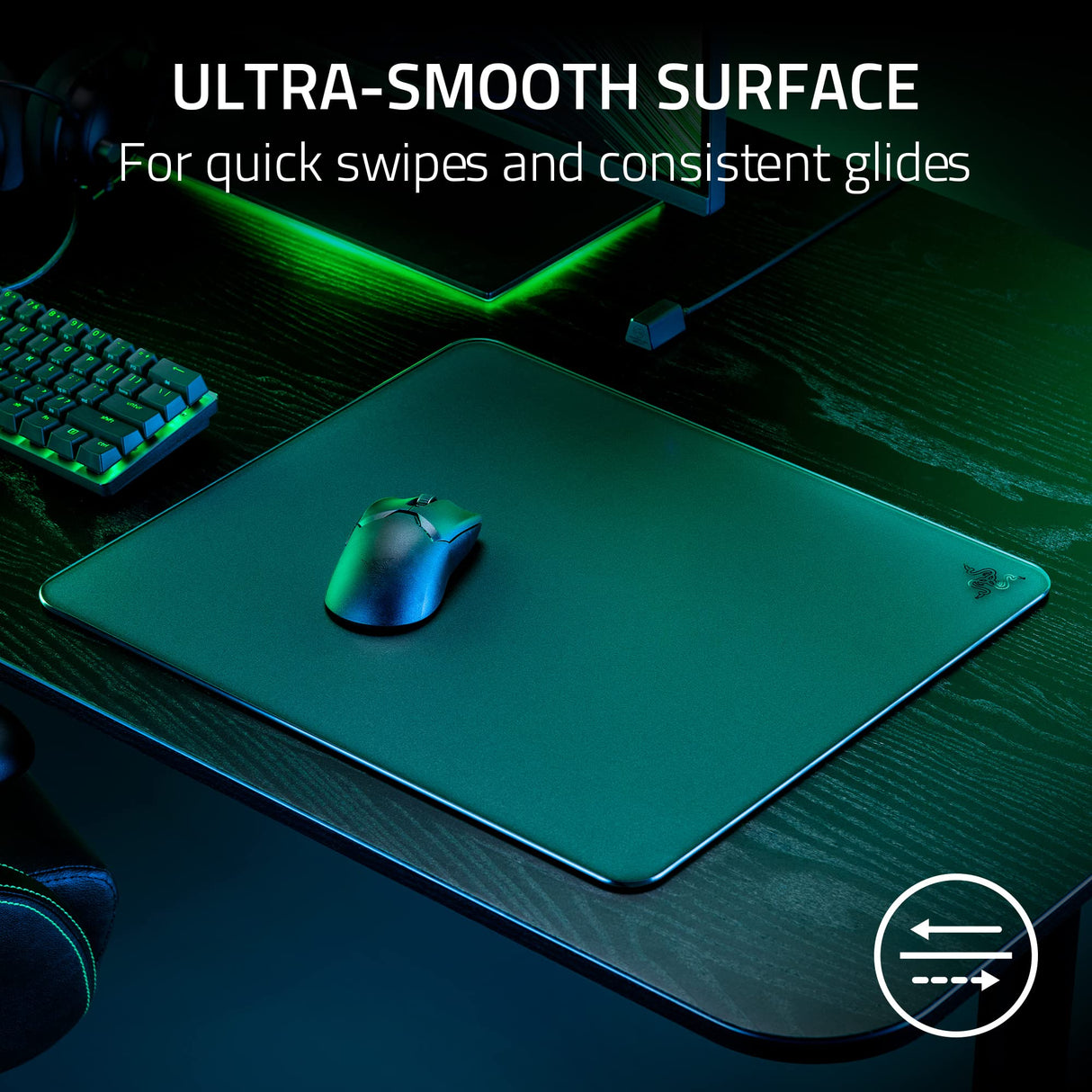 Razer Alfombrilla de ratón Atlas de Cristal Templado para Videojuegos, Superficie Ultra Suave, Resistente a la Suciedad y a los arañazos, Base Antideslizante, Movimientos silenciosos del ratón, Color