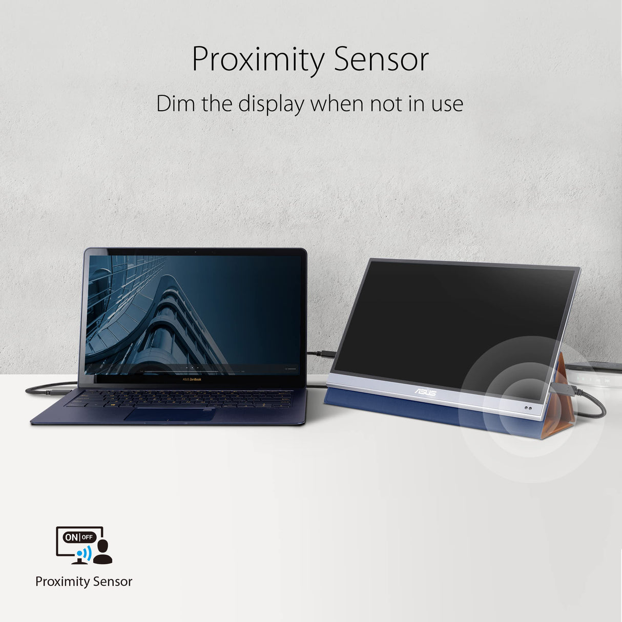 ASUS ZenScreen OLED MQ13AH - Monitor portátil de 13,3 Pulgadas (FHD (1920 x 1080), 100% DCI-P3, 1 ms, Delta E < 2, HDR-10, USB-C, Mini HDMI, Smart Case, antiparpadeo, Baja luz Azul, Negro