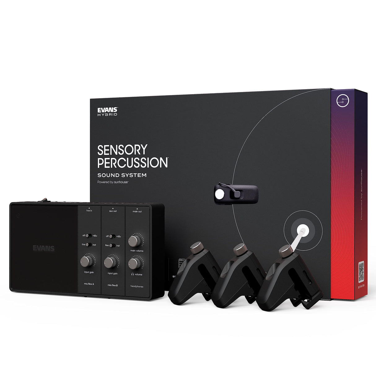 Evans Sistema de sonido de percusión sensorial híbrido, incluye software, interfaz de audio, 3 sensores de batería y cables, transforma cualquier batería en herramienta de música personalizable