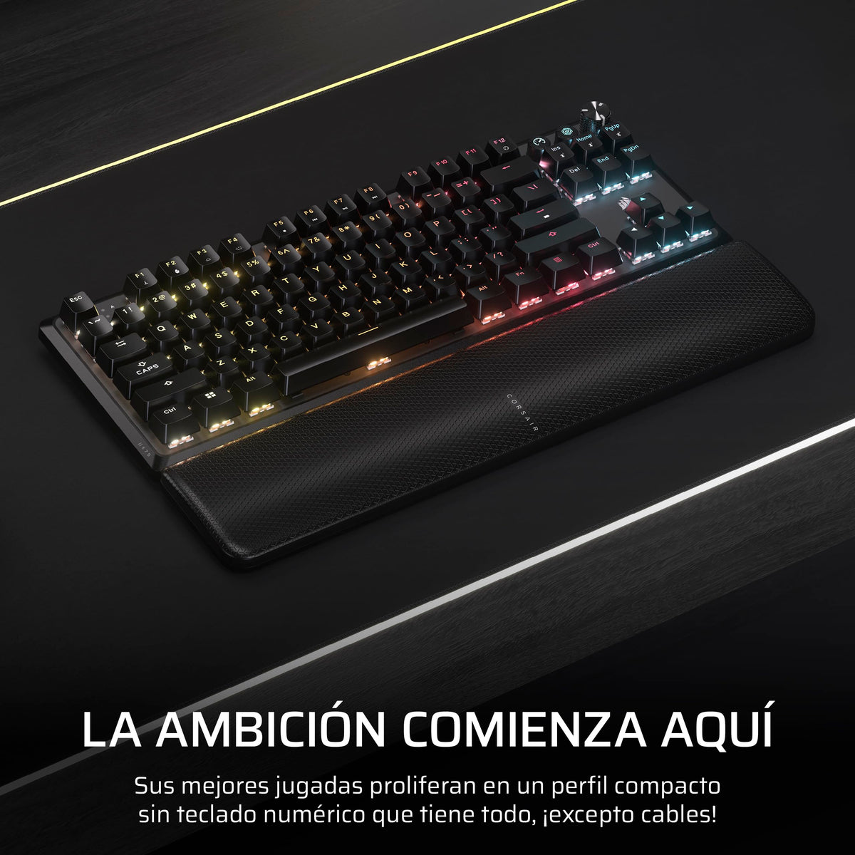 CORSAIR K70 CORE TKL WIRELESS RGB Teclado Mecánico Tenkeyless para Juegos – Interruptores Lineales CORSAIR MLX Red v2 Prelubricados, SOCD, Amortiguación Acústica, Tapas de ABS, QWERTY ES – Negro
