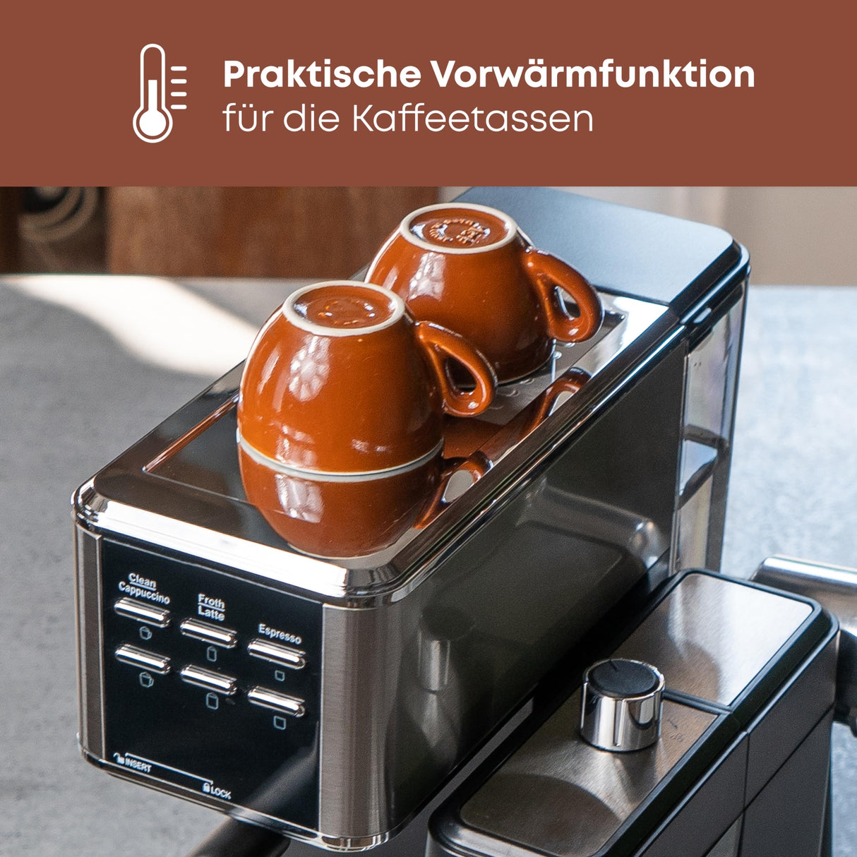 ProfiCook® cafetera espresso 2en1 para café en polvo y cápsulas compatibles Nespresso - máquina portafiltro 20 bar - con sistema de leche para latte y cappuccino- portafiltro para espresso- PC-ES 1266
