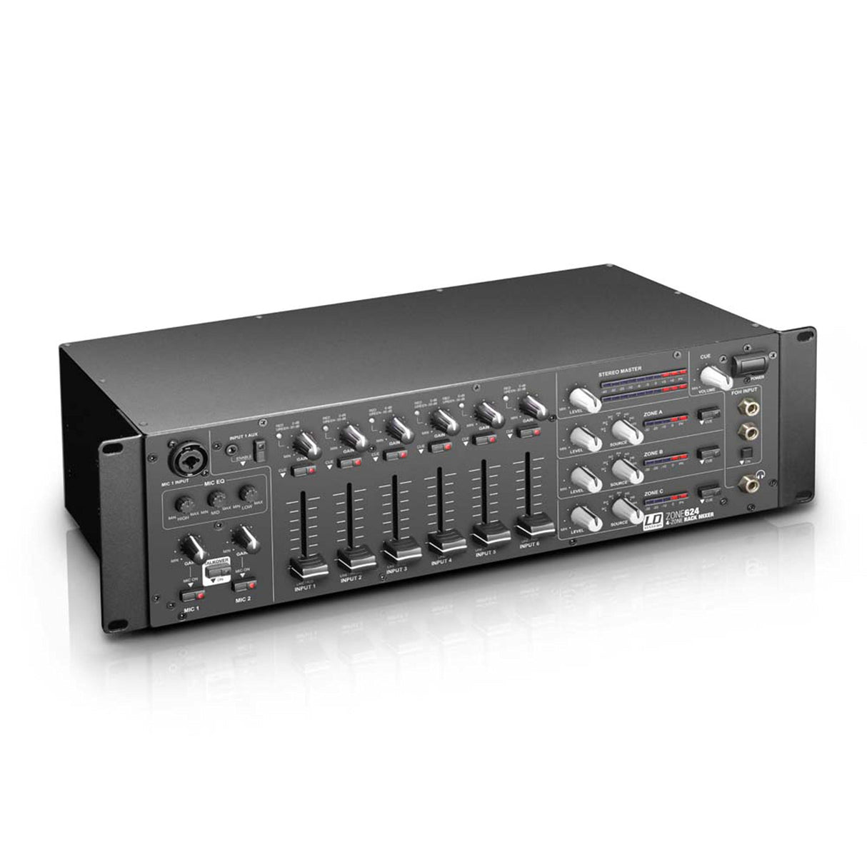 LD Systems ZONE 624 - Mezclador de 4 zonas, formato 19" 3 U