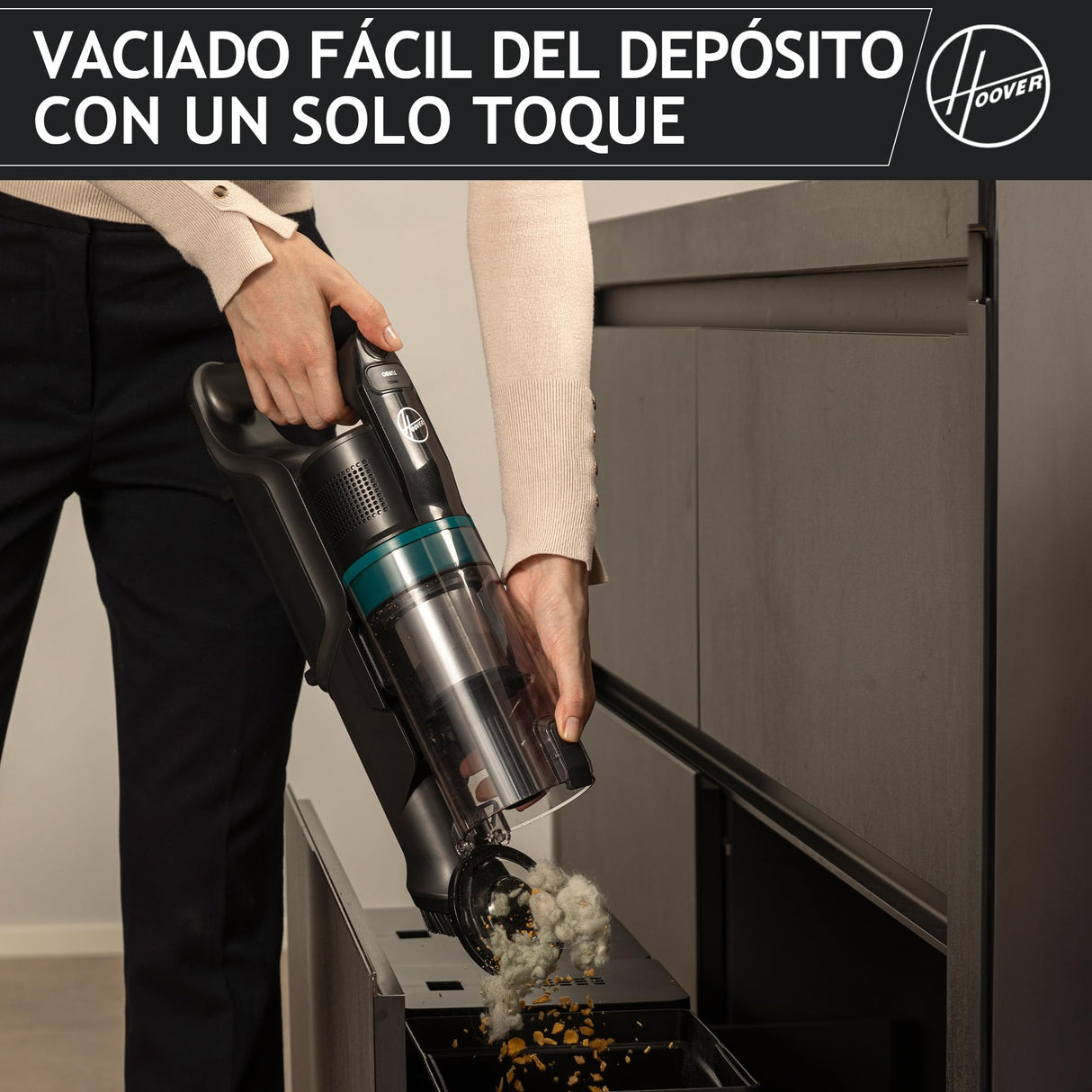 Hoover HF1 Plus Aspiradora sin Cable con Modo Turbo, Boquilla Multifuncional y Cepillo Antienredos, 45 min de Autonomía, Park&Go, Luces LED, Herramienta para Mascotas HF1P10P