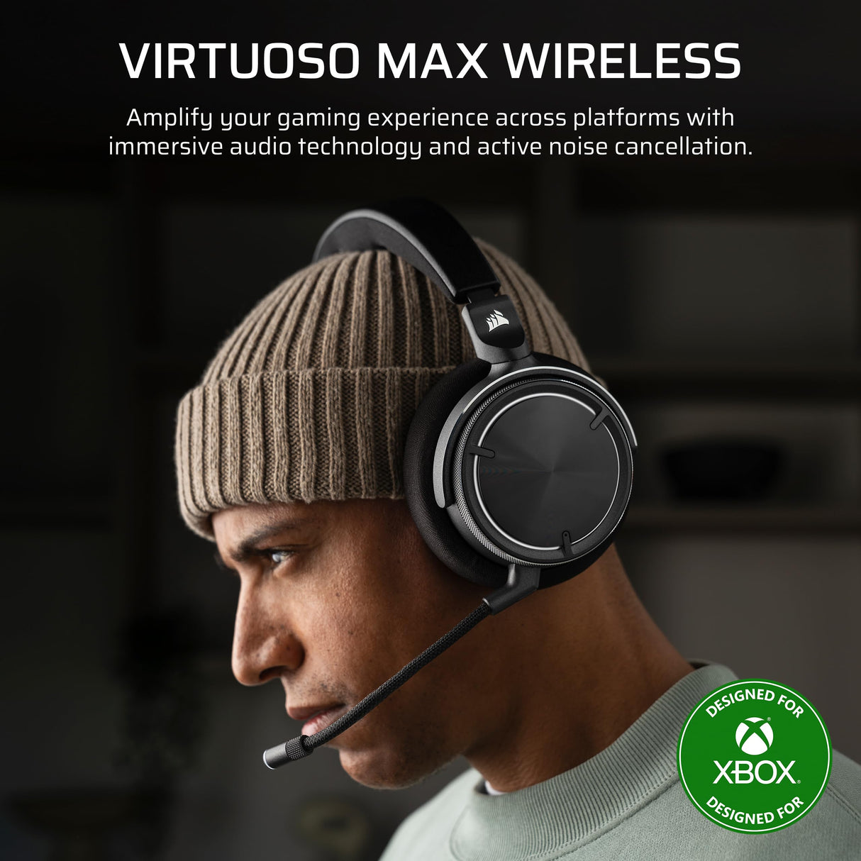 Corsair Virtuoso MAX Wireless para Xbox Auriculares para Juegos con Bluetooth – Dolby Atmos, Cancelación Activa del Ruido, Micrófono de Calidad Broadcast, para Xbox, PC, Mac – Carbono