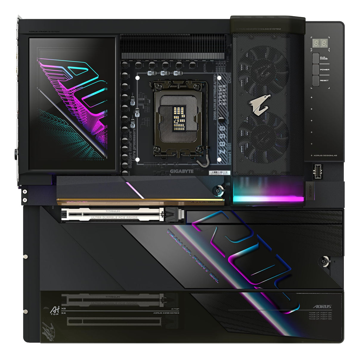 GIGABYTE Z890 AORUS Xtreme AI Top Placa Base - Compatible con CPUs Intel Core Ultra (Serie 2), VRM de 22+1+2 Fases, hasta 9500MHz DDR5 (OC), PCIe 5.0 M.2, Wi-Fi 7, Thunderbolt 5