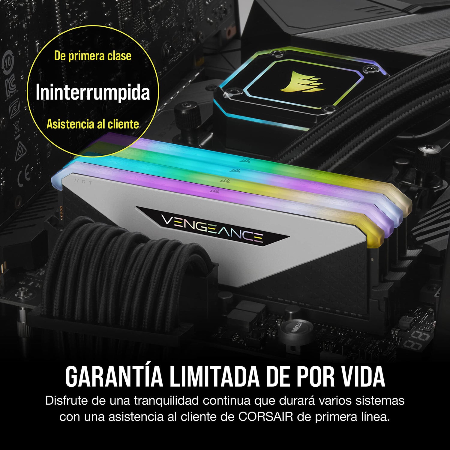 Corsair Vengeance RGB RT 32GB (4x8GB) DDR4 3200MHz C16 Memoria de Sobremesa (Iluminación Dinámica RGB, Optimizado para AMD 300/400/500 Series, Compatible con Intel 300/400/500 Series) Blanco