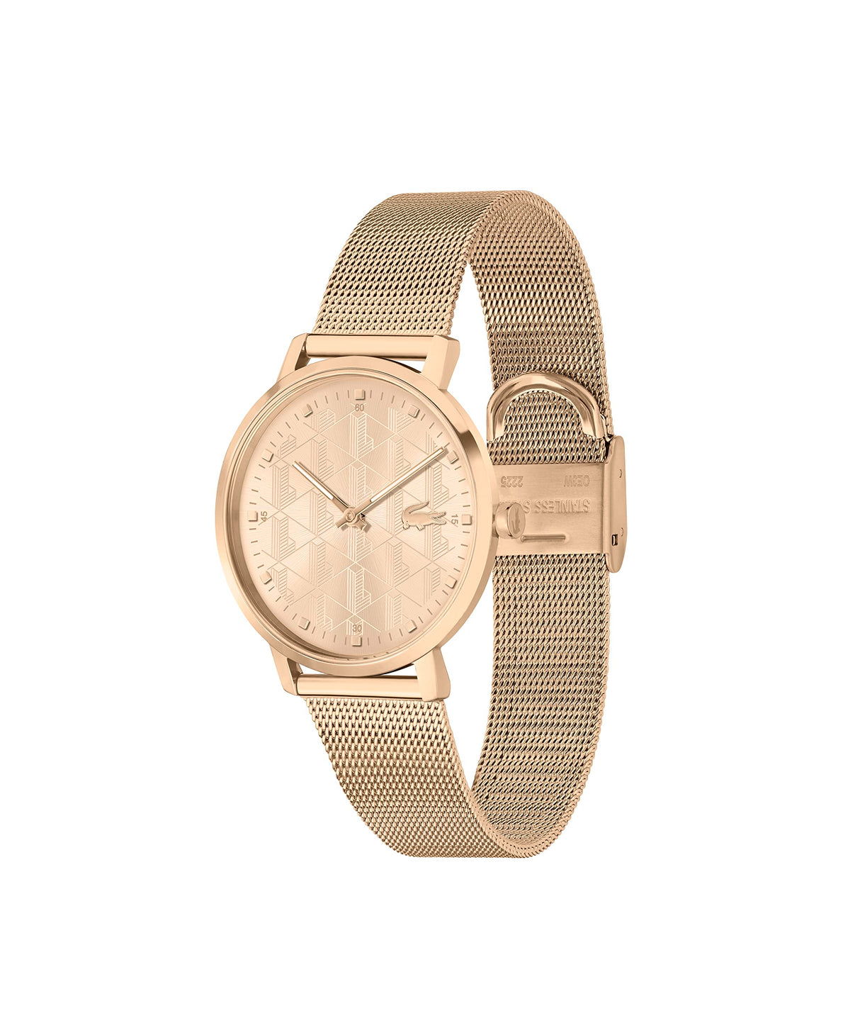 Lacoste Reloj Analógico de Cuarzo para Mujer Colección CROCORIGIN con Correa de Malla de Acero Inoxidable de Oro Rosa - 2001287