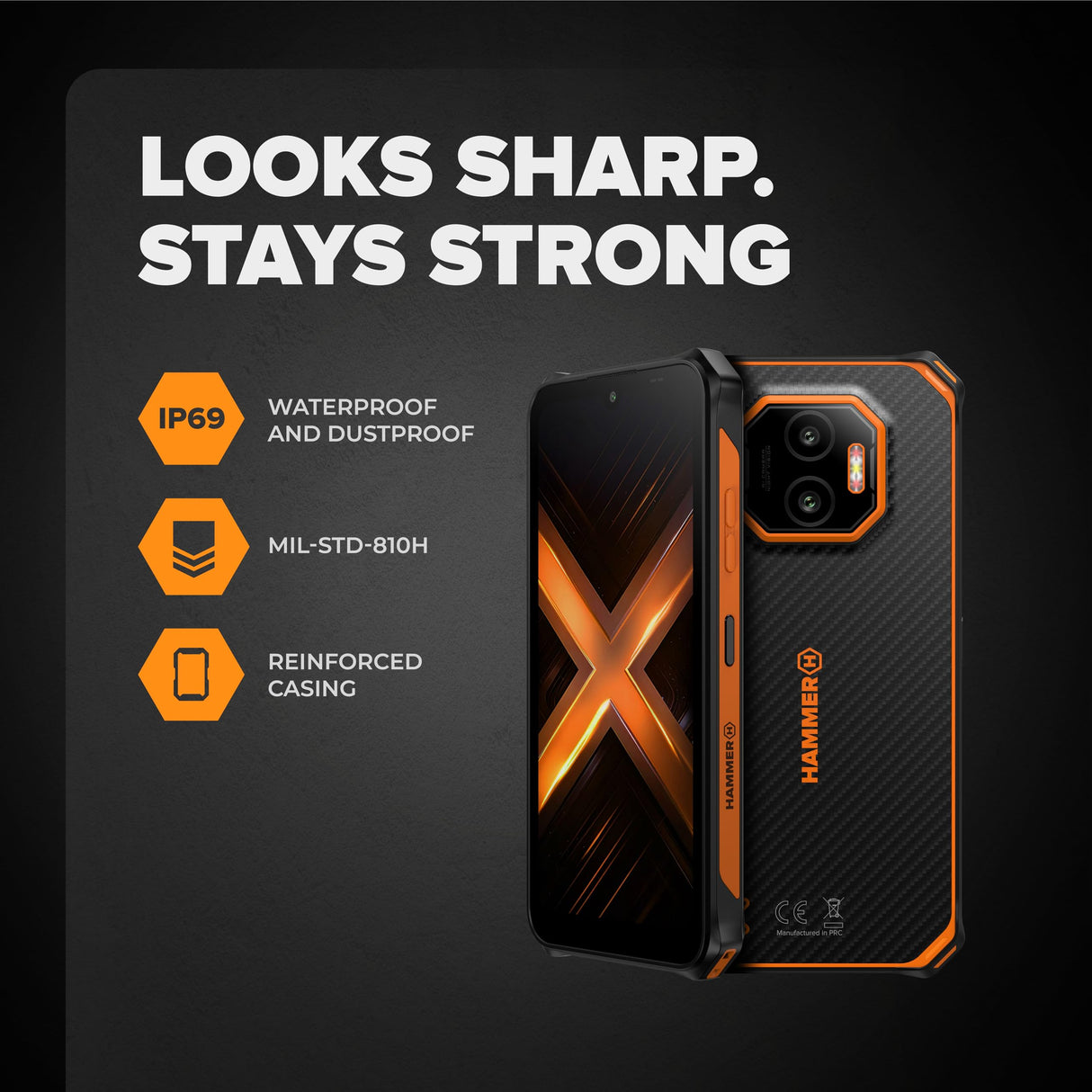 Hammer Energy X2 5G Smartphone Resistente Android 15, Teléfono Indestructible 6,1", IP69, 6 + 8 GB RAM, 128 GB de Almacenamiento, 5000 mAh, eSIM, 2 años de garantía