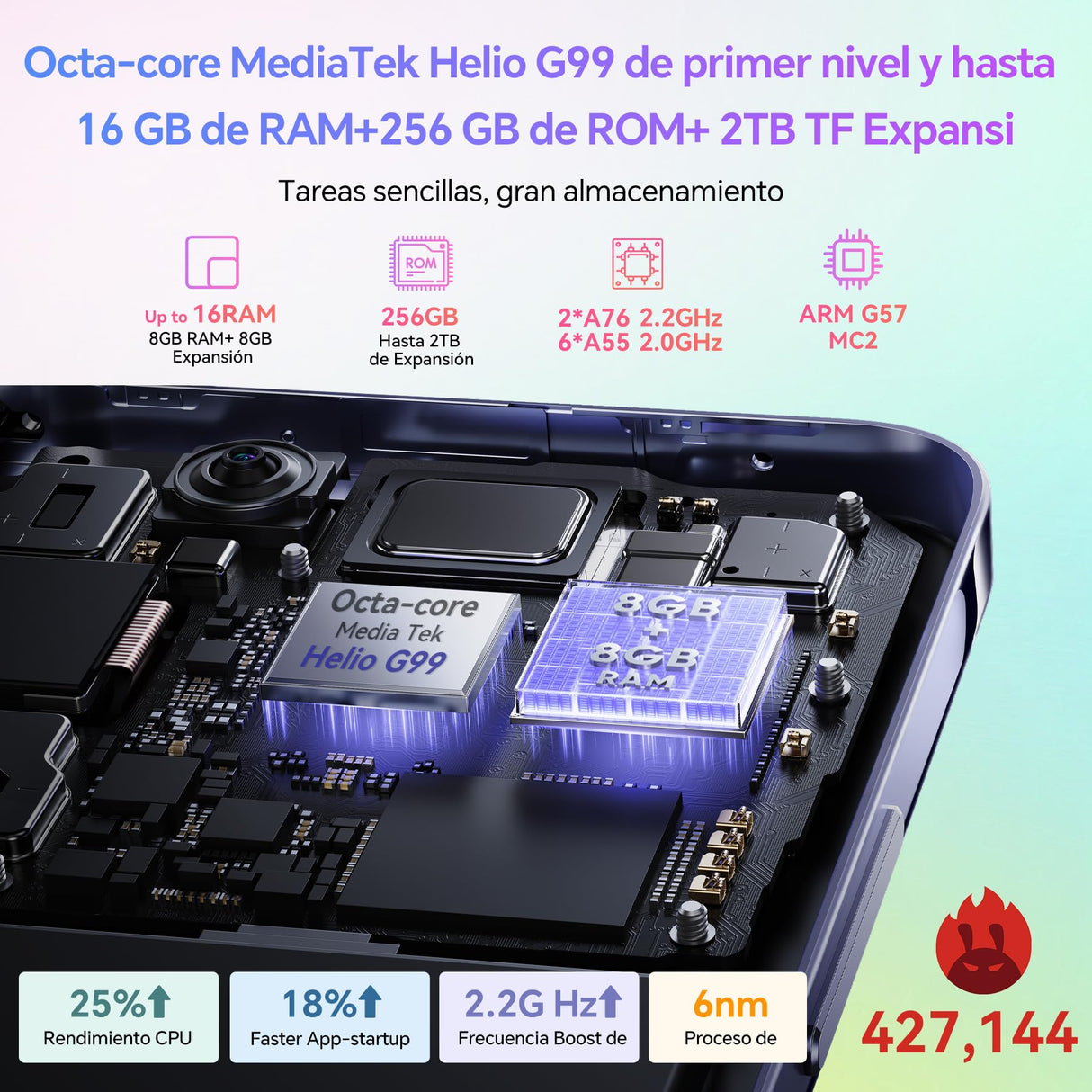 Blackview Smartphone 120Hz, 16GB+256GB(TF 2TB) Helio G99 Cámara de 64MP Telefono Movil Android 13, 6.78'' FHD+ 2.4K 5000mAh 33W Moviles con Dual 4G Octa-Core, NFC/Huella Digital/GPS