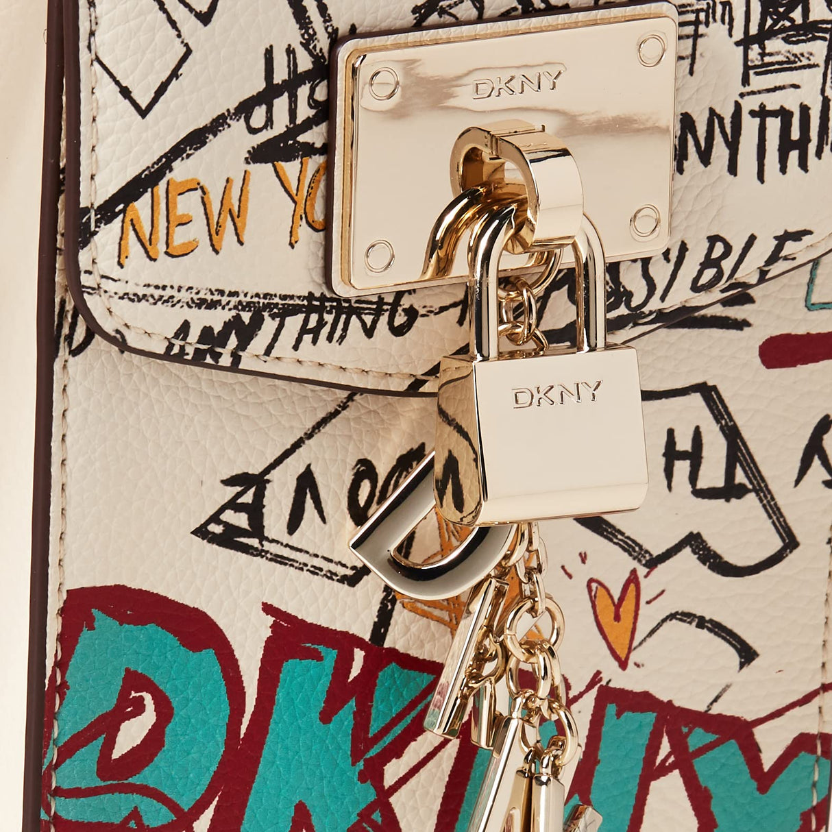 DKNY Elissa Phone Crossbody, Bolso Bandolera para Mujer, Graffiti Blanco, Talla única