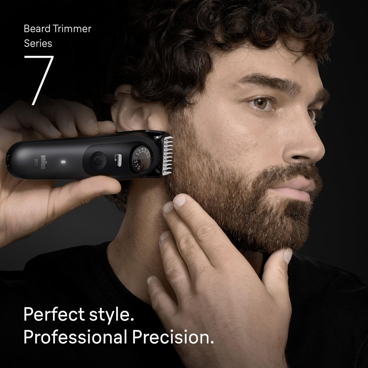 Braun Recortadora De Barba Series 7 BT7525, +7 Accesorios Para Barba, 40 Longitudes, Lámina ProBlade, Gris