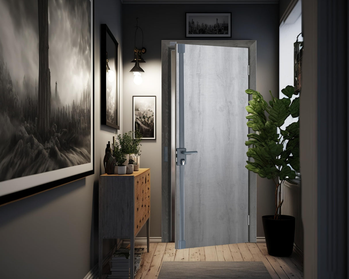 Vachette - Cerradura de aplique multipunto, vertical con asa, multiblinde serie 8800, tiro izquierdo, certificado A2P, alta seguridad, 3 puntos de cierre, 4 llaves VIP+ patentadas incluidas, gris