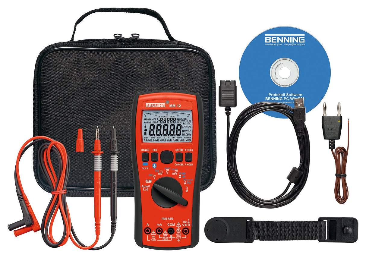 Benning MM 12 TRMS – Multímetro digital con función de Logging y Bluetooth, interfaz, 1 pieza, 044088