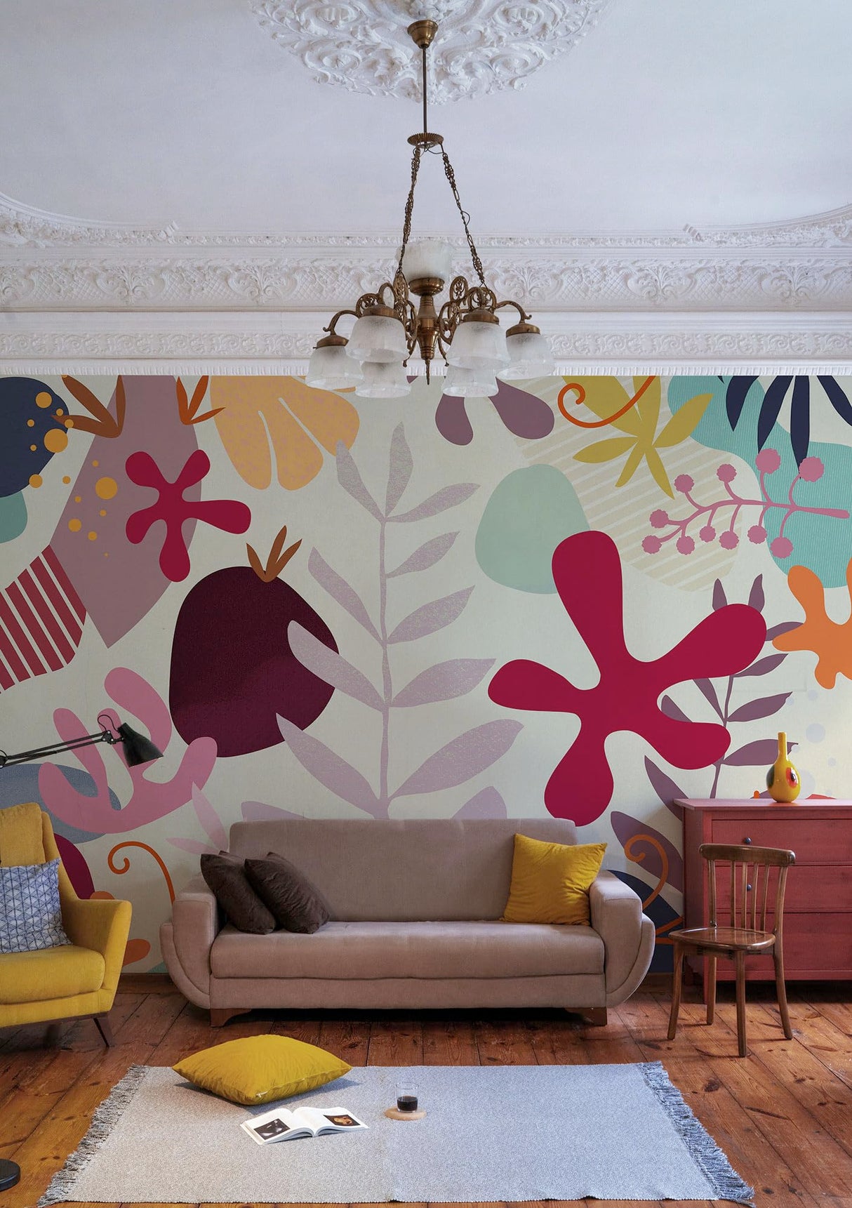 Komar Papel pintado fotográfico no tejido, diseño de corales felices, tamaño 350 x 250 cm