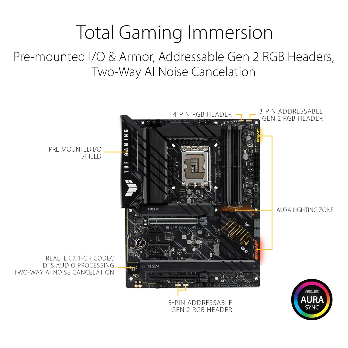 ASUS TUF Gaming Z690-PLUS - Placa Base Gaming ATX Intel Z690 LGA 1700 (VRM de 15 Fases, PCIe 5.0, DDR5, 4 x M.2, Ethernet de 2,5 GB, USB 3.2 Gen. 2 de Tipo C Frontal, Thunderbolt 4 e iluminación RGB)