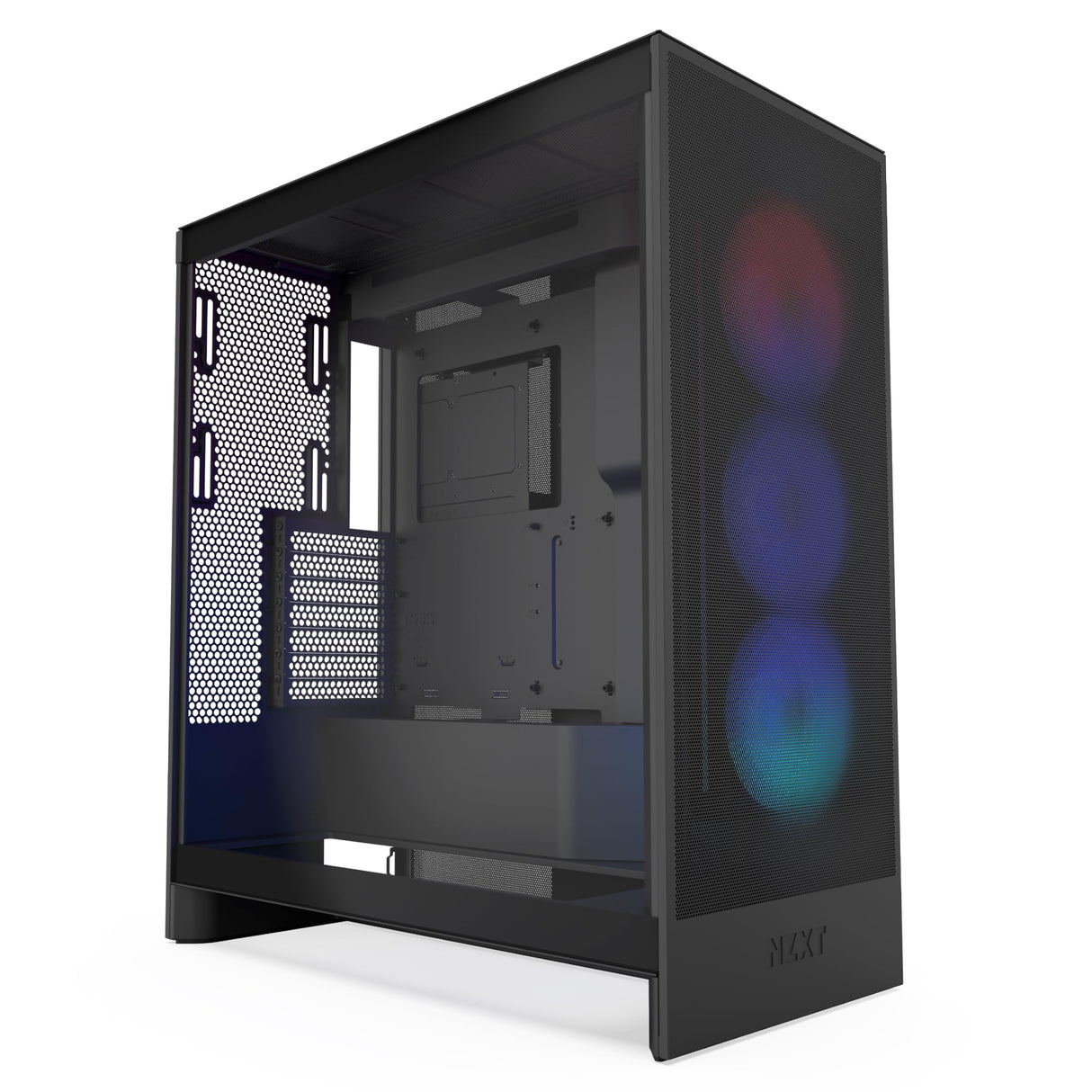 NZXT H7 Flow RGB, 2024 Semitorre ATX Flujo de Aire con Ventiladores RGB, Admite Ventiladores Inferiores para gráfica, con Unidad de Ventiladores RGB con Marco Simple 360 mm, Negro