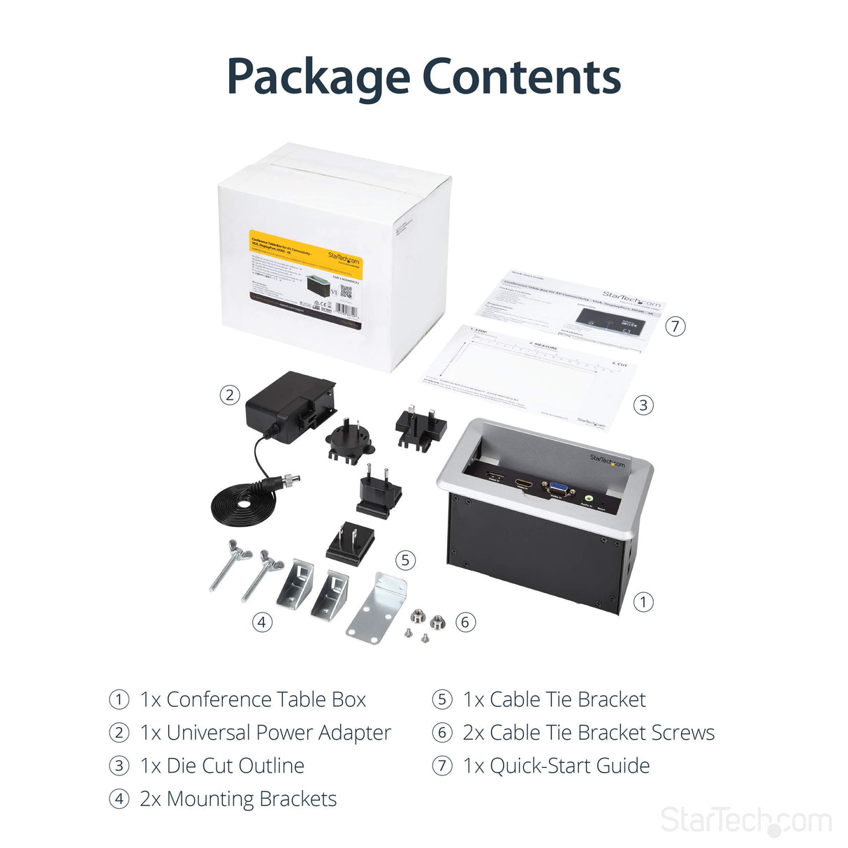 StarTech.com Caja de Conectividad de Audio y Vídeo para Mesas de Conferencia - con Entradas HDMI / VGA / DisplayPort - con Salida HDMI - 4K