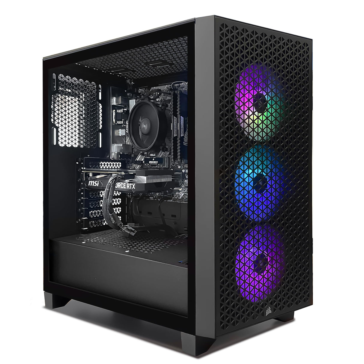 PC GAMING Corsair - PC Gamer iCUE AMD 4060 - MSI GeForce RTX 4060 8GB - Corsair 3000D Airflow RGB - Tarjeta Mere ASUS A520M-A CSM - Corsair Vengeance 2X8GB DDR4 3600 - SSD 1TB - Windows 11 Pro