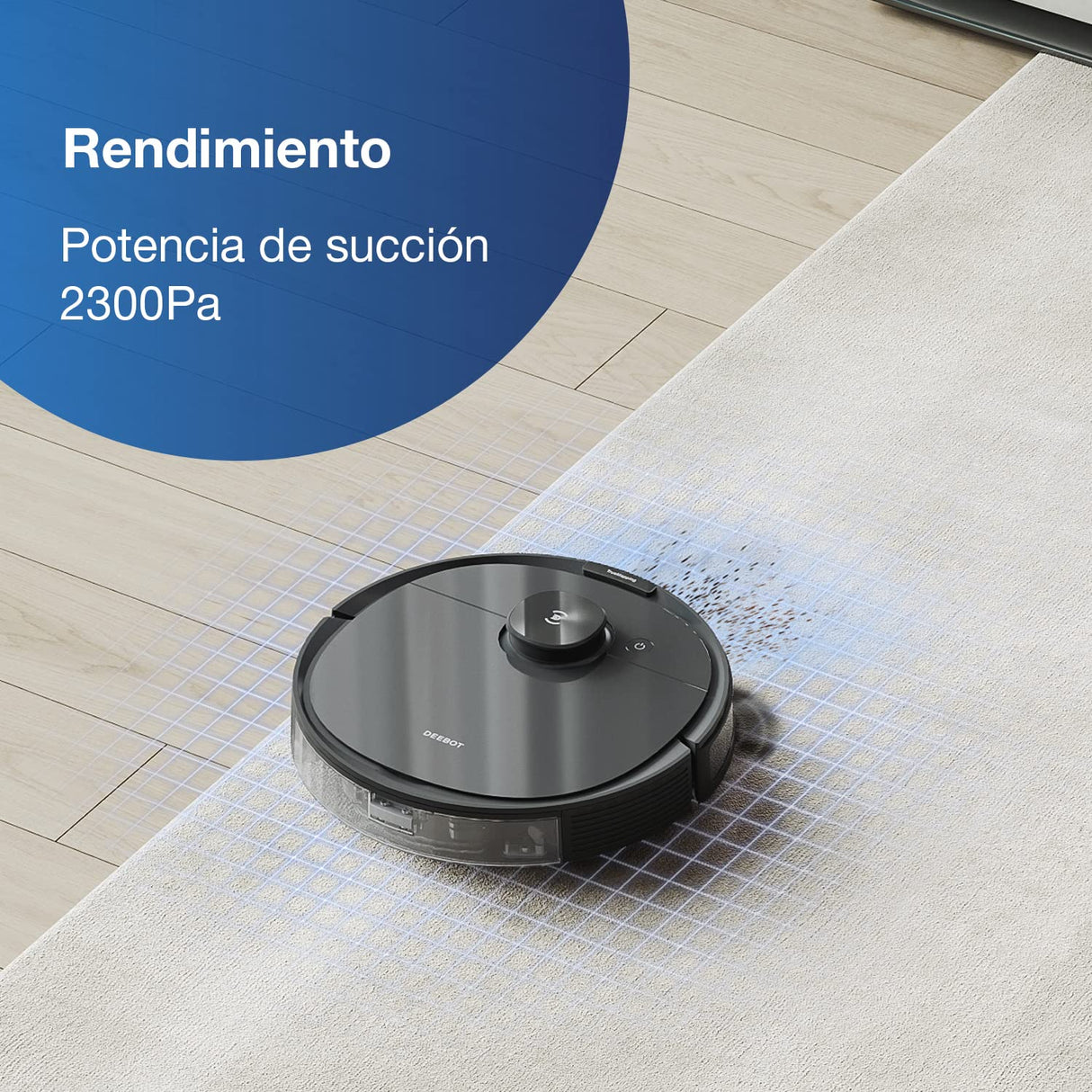 ECOVACS DEEBOT N8 Black, Robot Aspirador con función de Limpieza (OZMO), Potencia de Succión de 2300 PA, con Navegación Inteligente (Sensor láser dToF), Alexa/Google, Color Negro