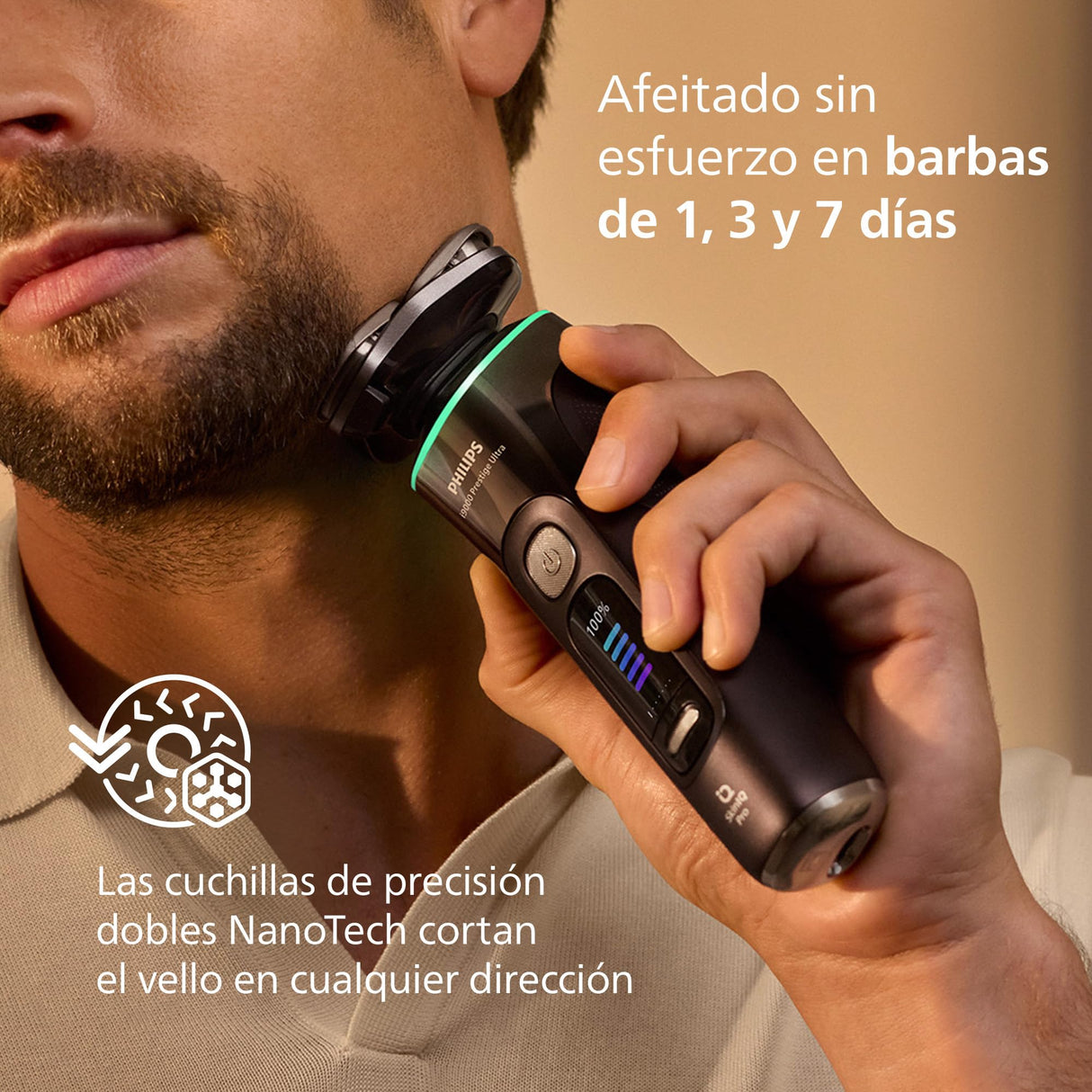 Philips i9000 Prestige Ultra, Afeitadora Eléctrica Hombre, Máquina de Afeitar Barba en Seco y Mojado, Tecnología SkinIQ Pro, Base de Carga, Recargable, Estuche Premium, Centro de limpieza, XP9405/31