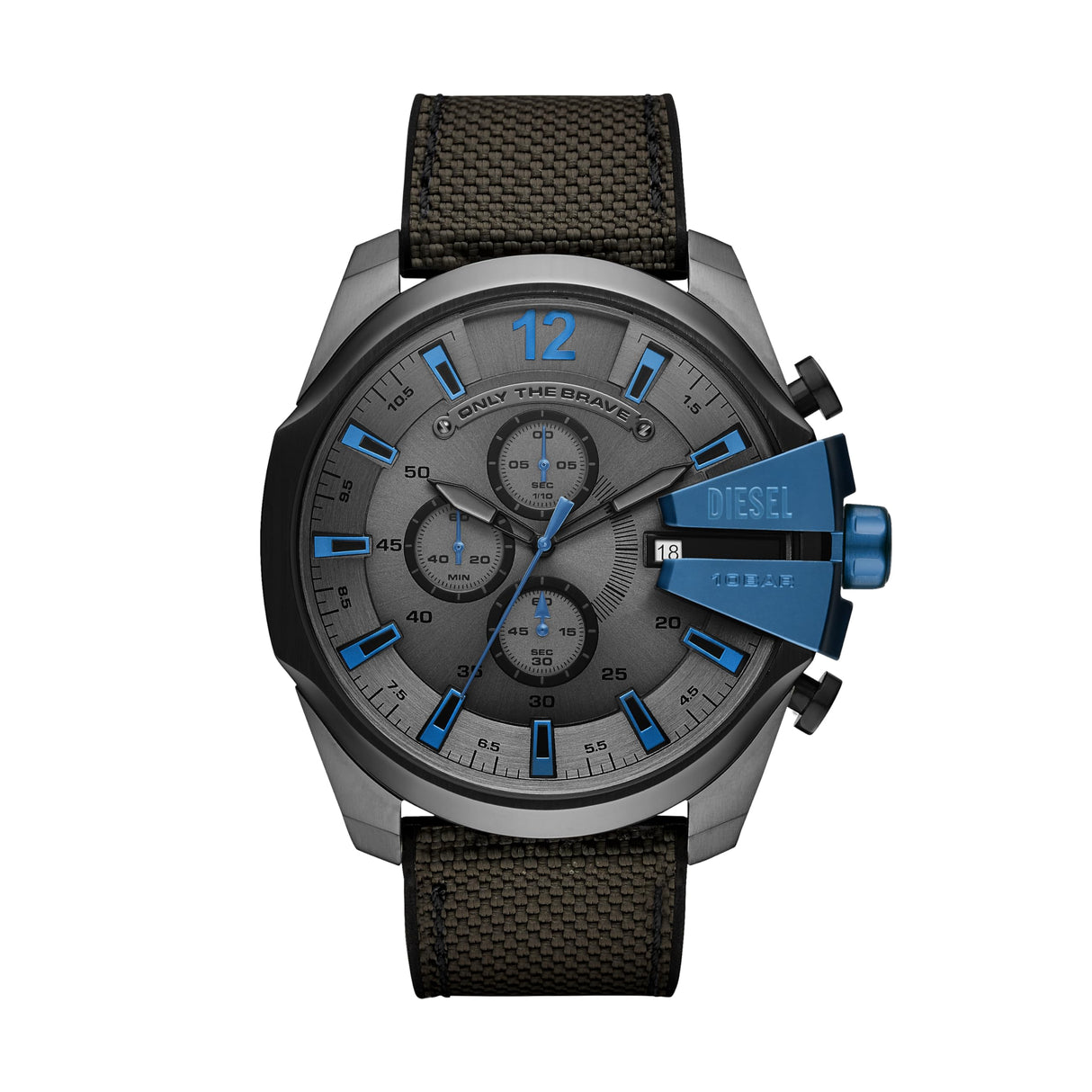 Diesel Reloj para Hombre Mega Chief Nailon Gris y Negro con cronógrafo DZ4500
