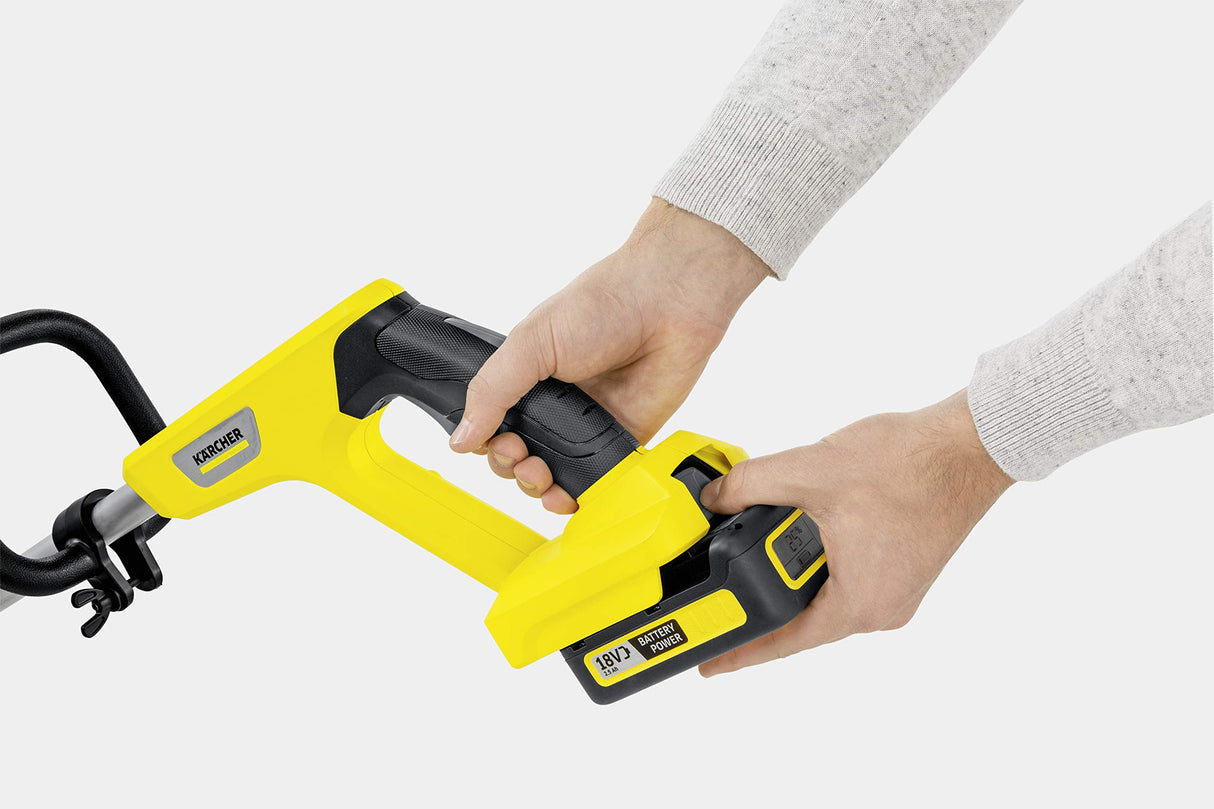Kärcher Juego de baterías LTR 18-25 de 18 V, Incluye batería de 18 V y Cargador, Potencia: 300 m, Velocidad de Corte: 9500 RPM, diámetro de Corte: 25 cm, diámetro de Rosca: 1,6 mm