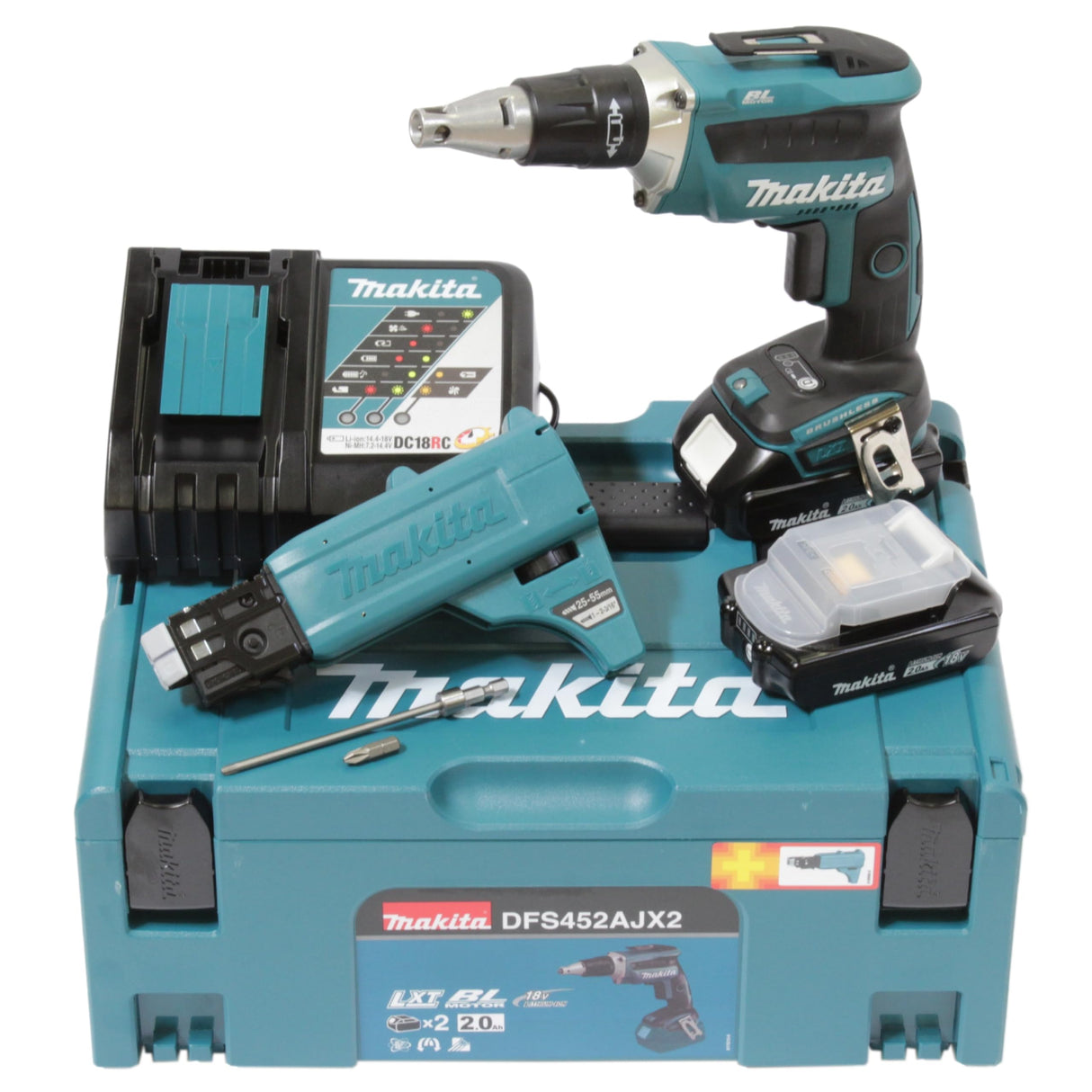 Makita DFS452AJX2 Destornillador placas yeso Batería 18V 2x2.0 AhmAKPAC