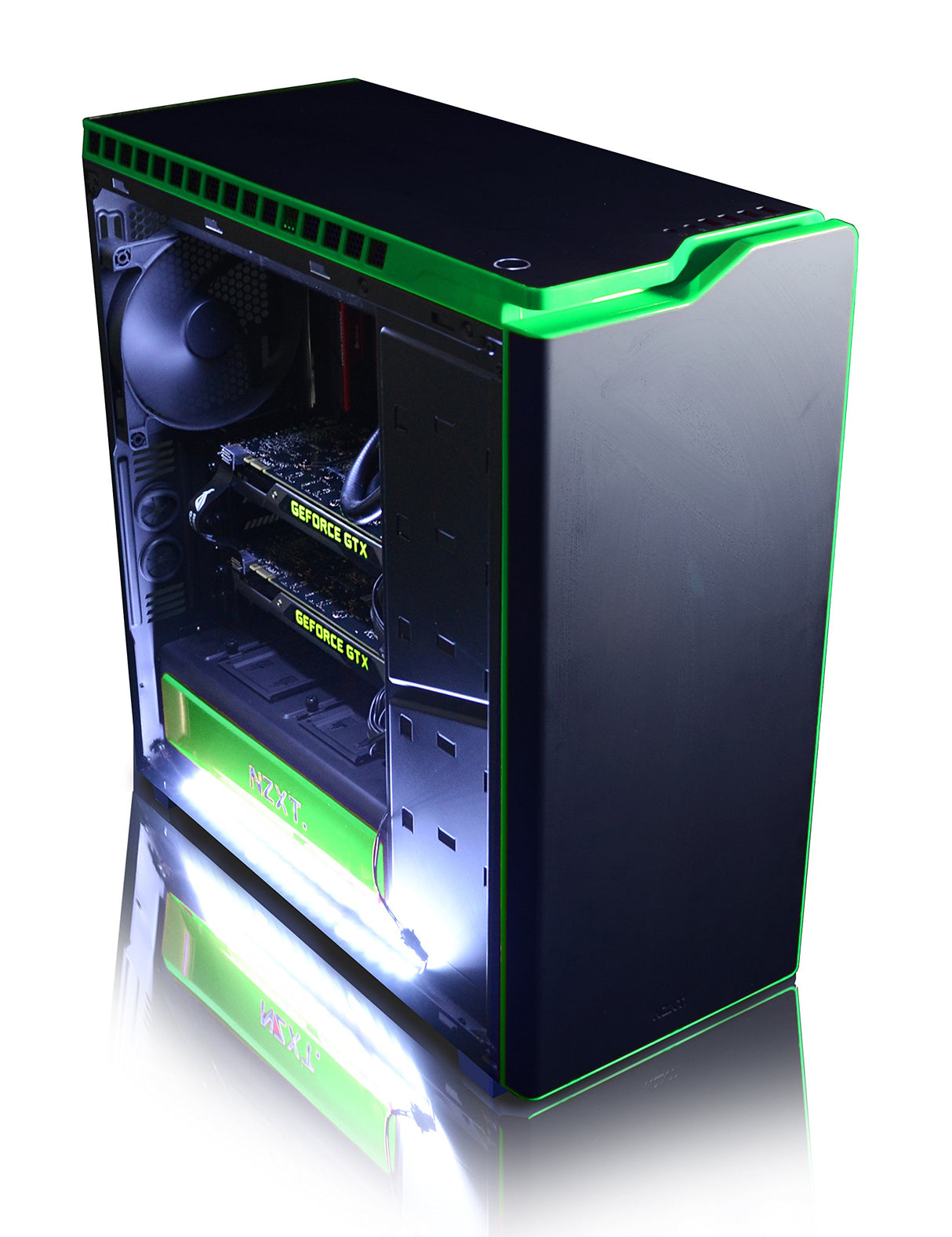 VIBOX Legend 32 - Ordenador para Gaming (27", Intel i7-5960X, 32 GB de RAM, 3 TB de Disco Duro, Nvidia Geforce GTX 980 Ti SLI, Windows 10) Color Negro y Verde - Teclado QWERTY Inglés