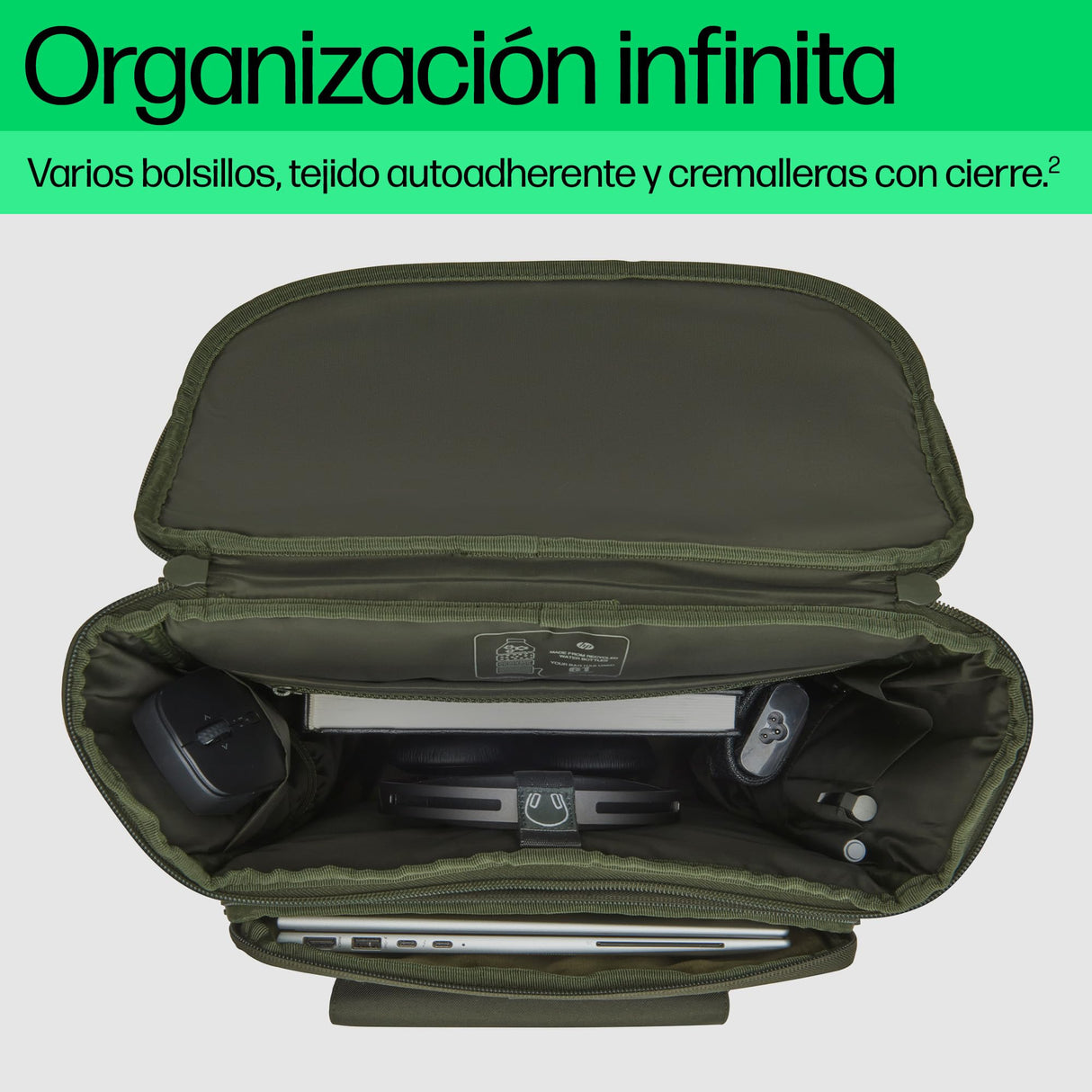 HP Mochila Modular para Portátiles de Hasta 15,6", 3 Productos en 1,Bolsillos Internos y Externos,Compartimentos Acolchados,Resistente al Agua,Correa de Hombro Extraíble,Creada con Material Reciclado