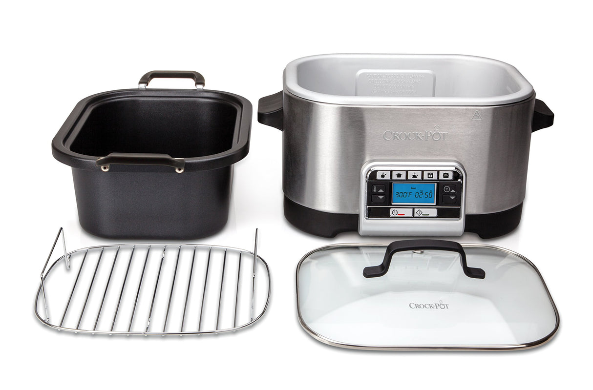 Crock-Pot CSC024 Olla de cocción lenta, 240 W, 5.6 litros, Acero Inoxidable, Gris