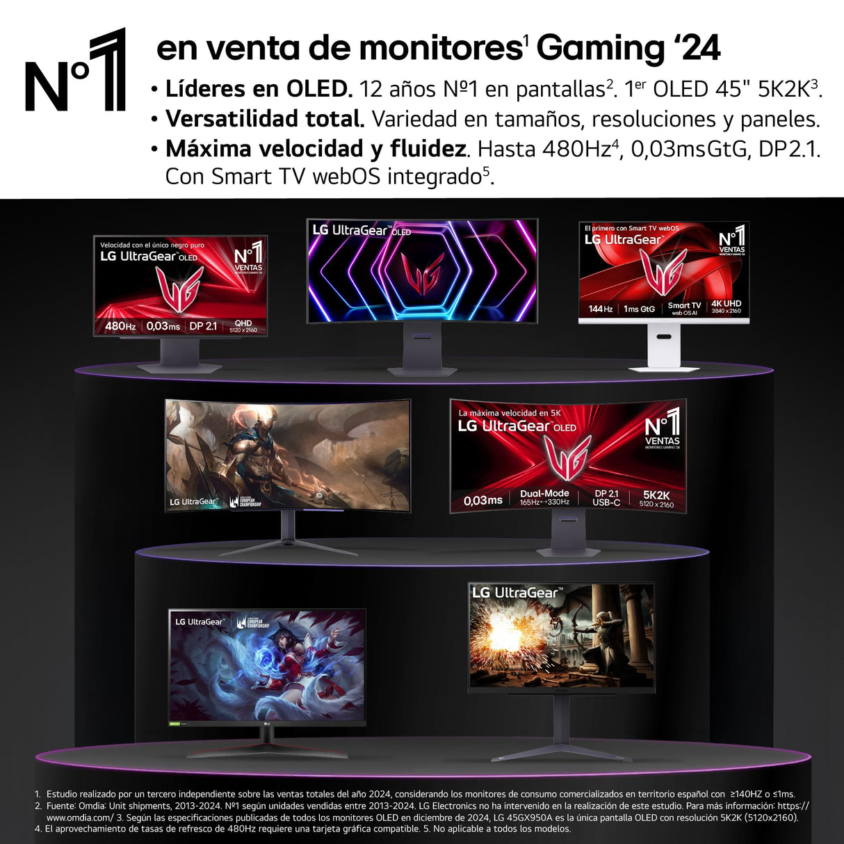 LG 32GX850A-B - Monitor Gaming Ultragear OLED, 32", 4K (3840 x 2160), 165 Hz, 0.03 ms (GTG), Dual Mode, G-Sync Compatible y FreeSync Premium Pro, Inclinación y Altura Ajustable, Morado Grisáceo