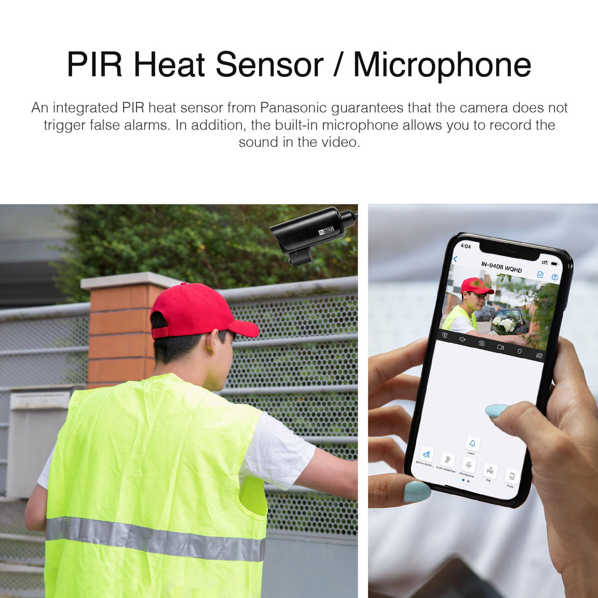 INSTAR IN-9408 2K+ PoE Negro - cámara de vigilancia LAN/PoE con Inteligencia Artificial - cámara Exterior Resistente a la Intemperie - Power Over Ethernet IEEE 802.3af - HomeKit - PIR - RTSP