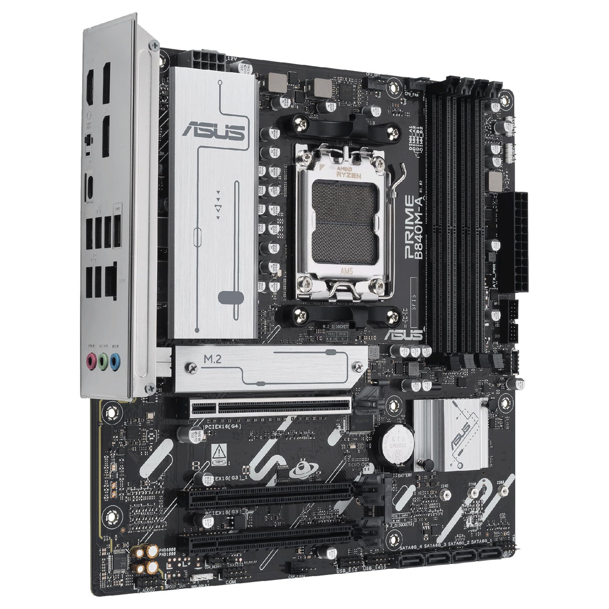 ASUS Prime B840M-A-CSM - Placa Base AMD B840 mATX, DDR5, PCIe 4.0, Tres Ranuras M.2, Realtek 2.5Gb Ethernet, DisplayPort, HDMI, USB Tipo-C a 5Gbps, BIOS Flashback, Aura Sync