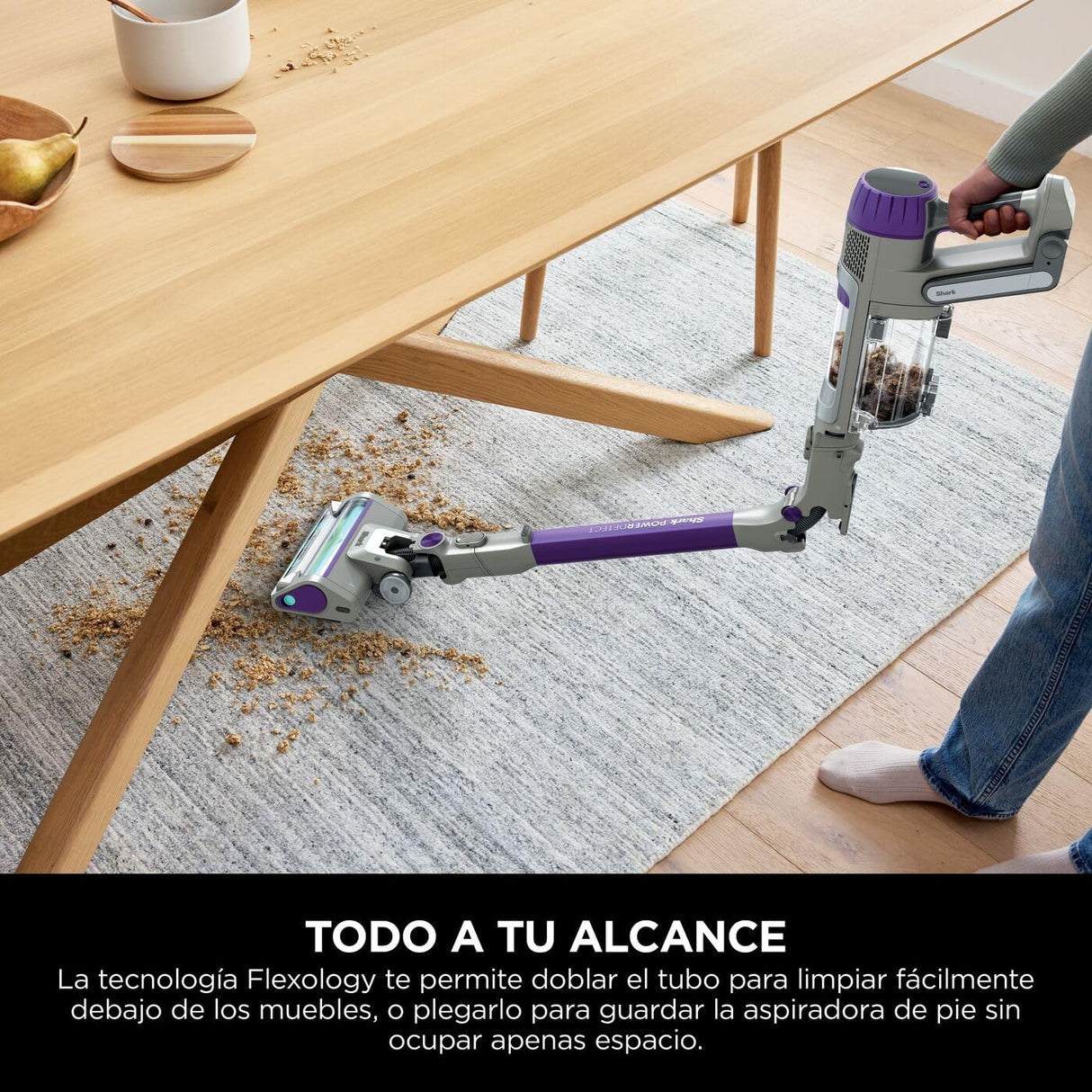 Shark PowerDetect Aspiradora sin Cable, DuoClean Detect, Limpieza inversa, Anti-Hair Wrap Plus, autonomía 70 min., cepillos Estrecho, multisuperficie, para Pelo de Mascota, Modo Mano, Gris, IP1251EUT
