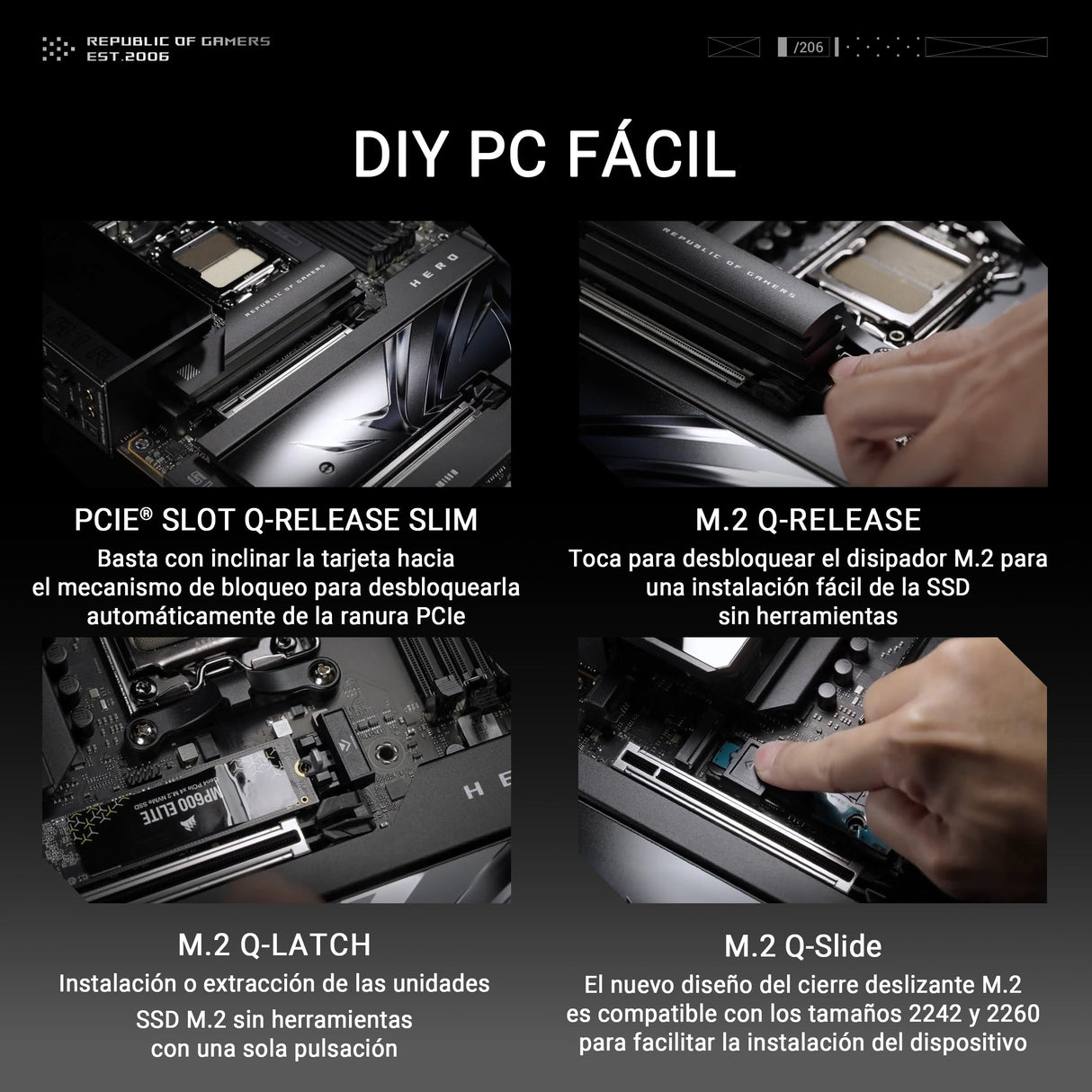 ASUS ROG Crosshair X870E Hero - Placa Base AMD ATX, 18+2+2 etapas de Potencia, DDR5, PCIe 5.0 Compatible con GPU de última generación, Cinco M.2, Wi-Fi 7, USB4, AI Overclocking