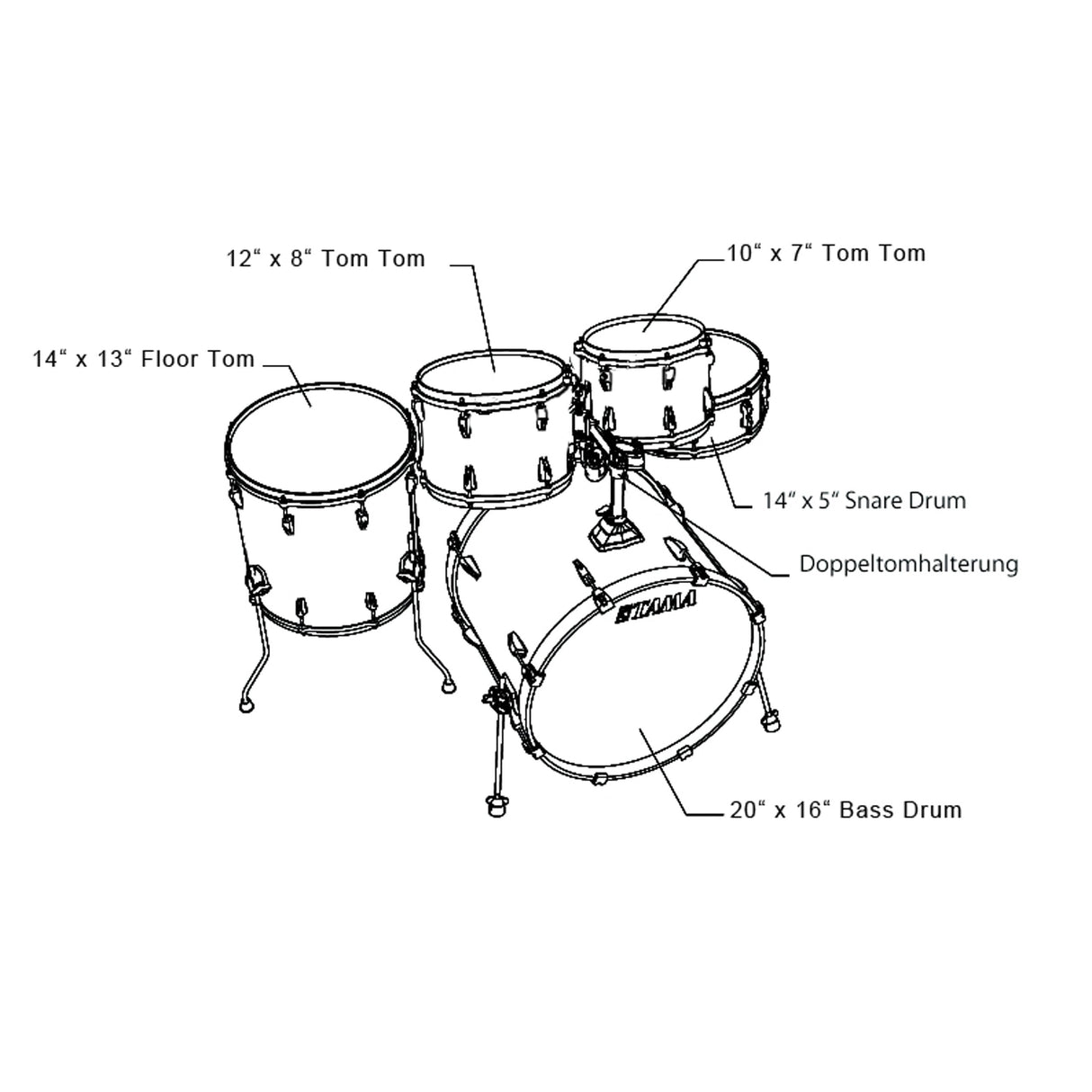 TAMA RM50YH6-MCP Rhythm Mate - Grupo de Percusión (5 Piezas) con 50.8 cm (20 pulgadas) de Bombo IVA, Tres Piezas de Basura Platillo Set/6 Piezas de Carbón de Hardware, Negro (Charcoal Mist)